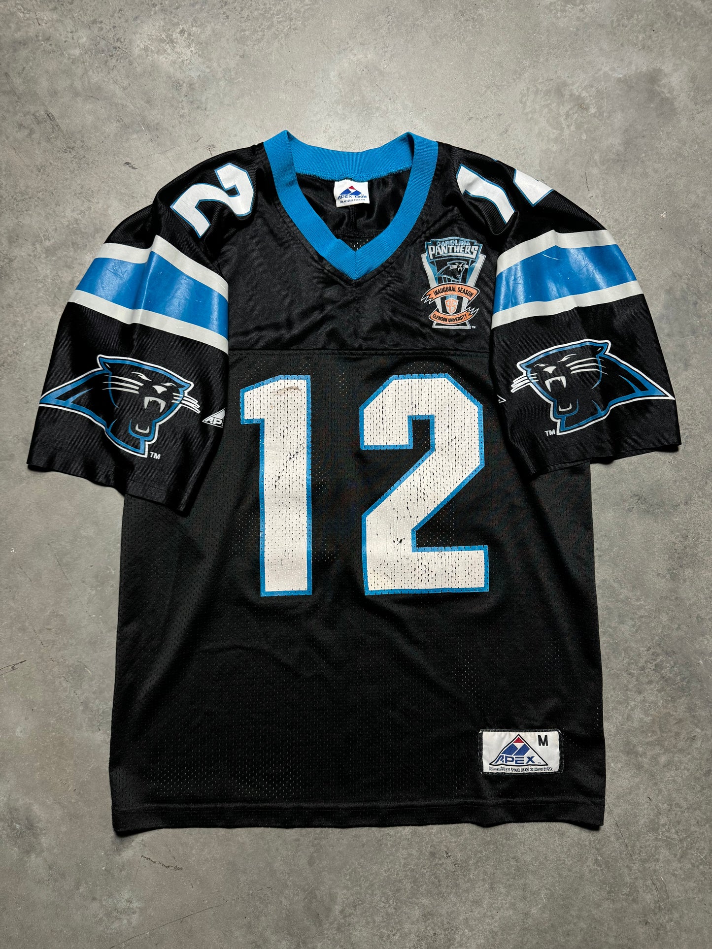 1995 Carolina Panthers Kerry Collins Vintage Black Apex One Inaugural Season Patch NFL Jersey (Medium)