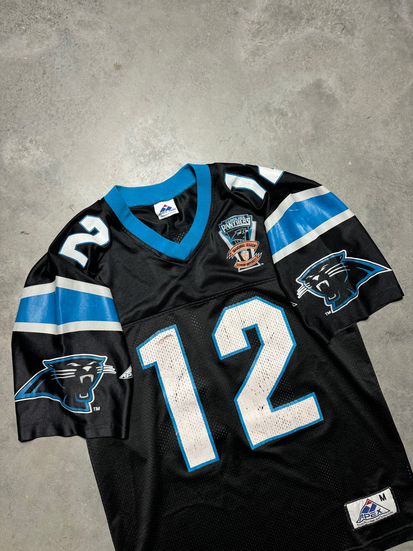 1995 Carolina Panthers Kerry Collins Vintage Black Apex One Inaugural Season Patch NFL Jersey (Medium)