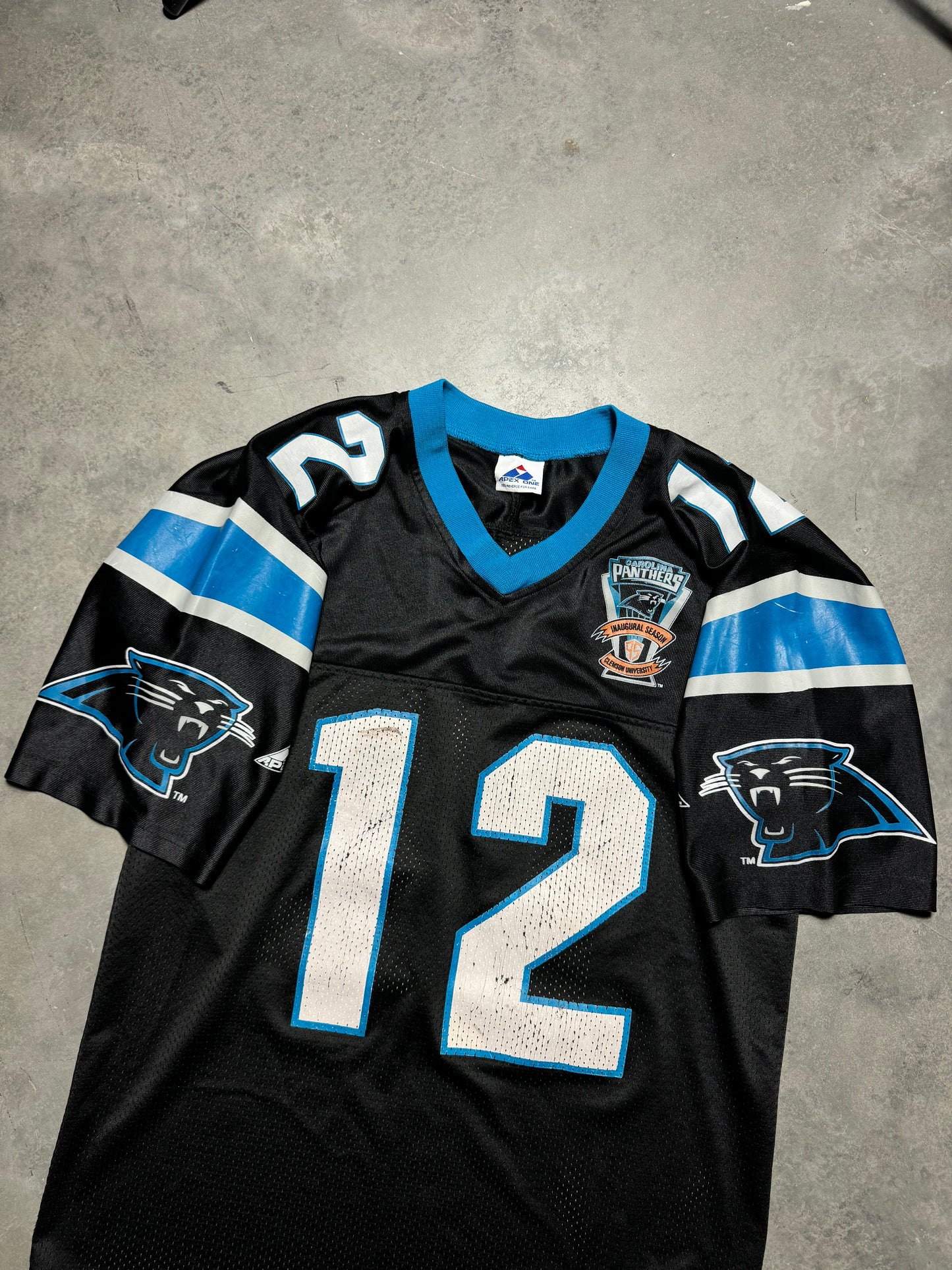 1995 Carolina Panthers Kerry Collins Vintage Black Apex One Inaugural Season Patch NFL Jersey (Medium)