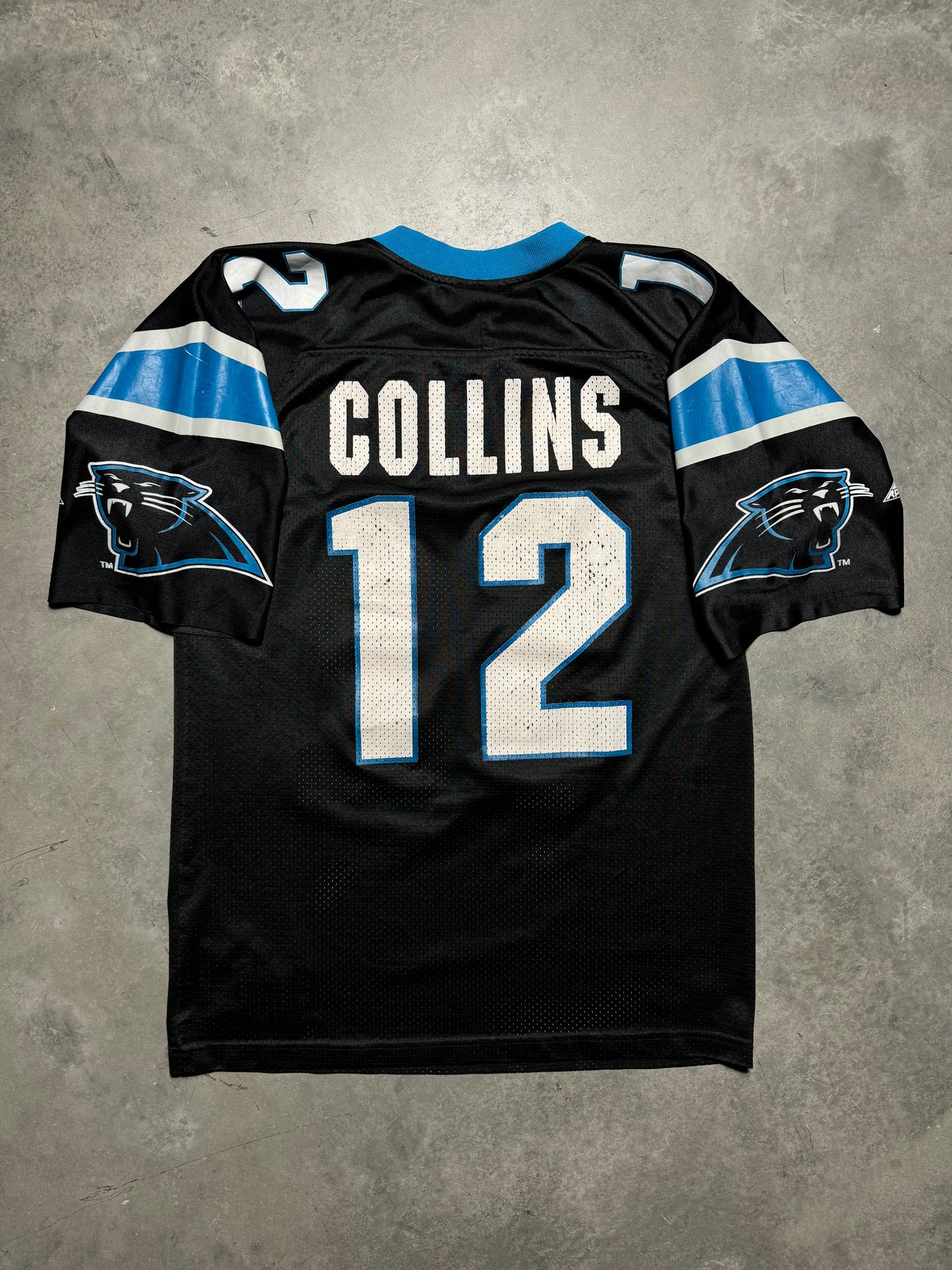1995 Carolina Panthers Kerry Collins Vintage Black Apex One Inaugural Season Patch NFL Jersey (Medium)