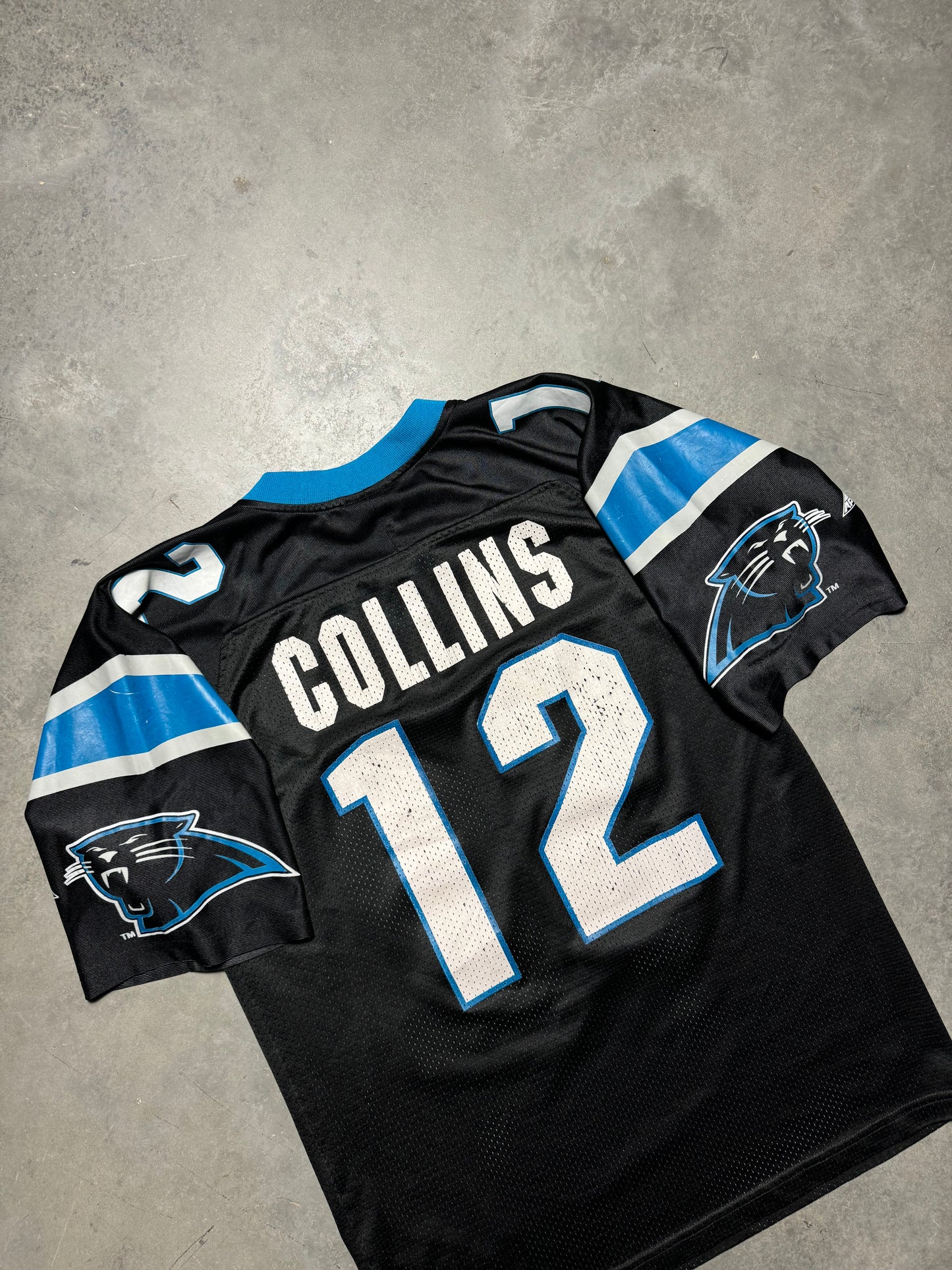 1995 Carolina Panthers Kerry Collins Vintage Black Apex One Inaugural Season Patch NFL Jersey (Medium)