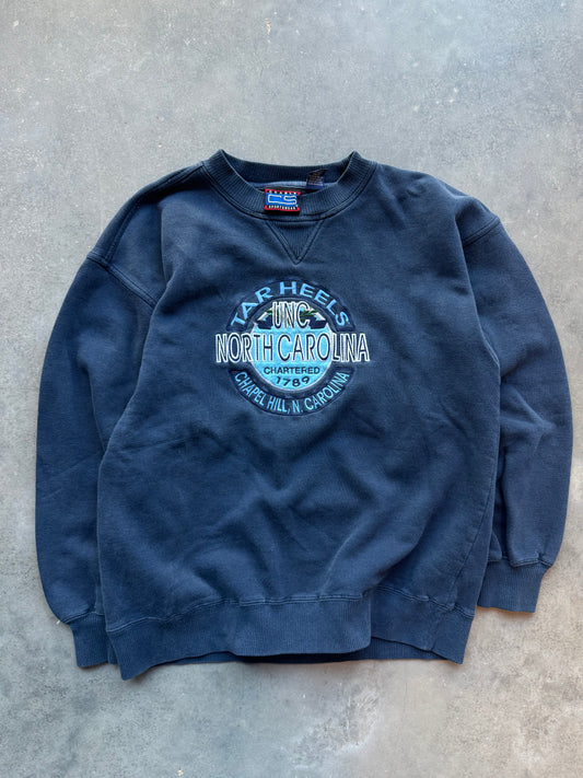 90’s UNC North Carolina Tarheels Vintage Ribbed Embroidered College Crewneck (Large)