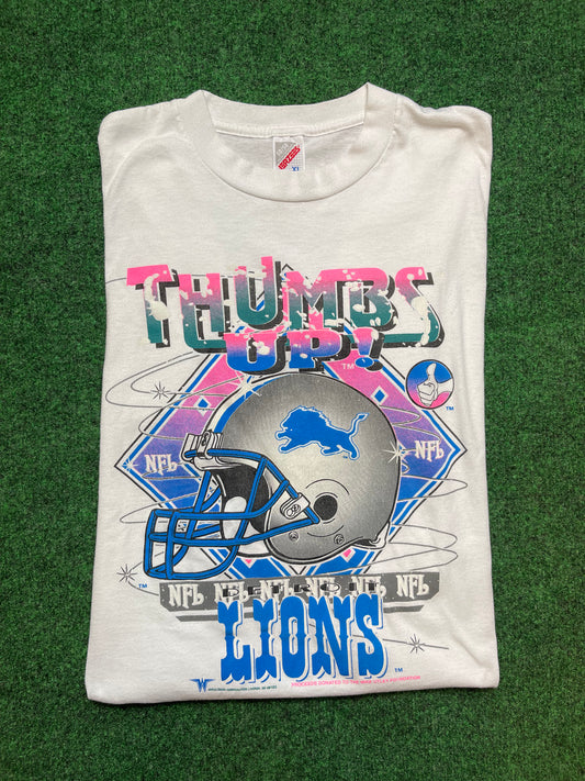 90’s Detroit Lions Thumbs Up Vintage NFL Tee (XL)