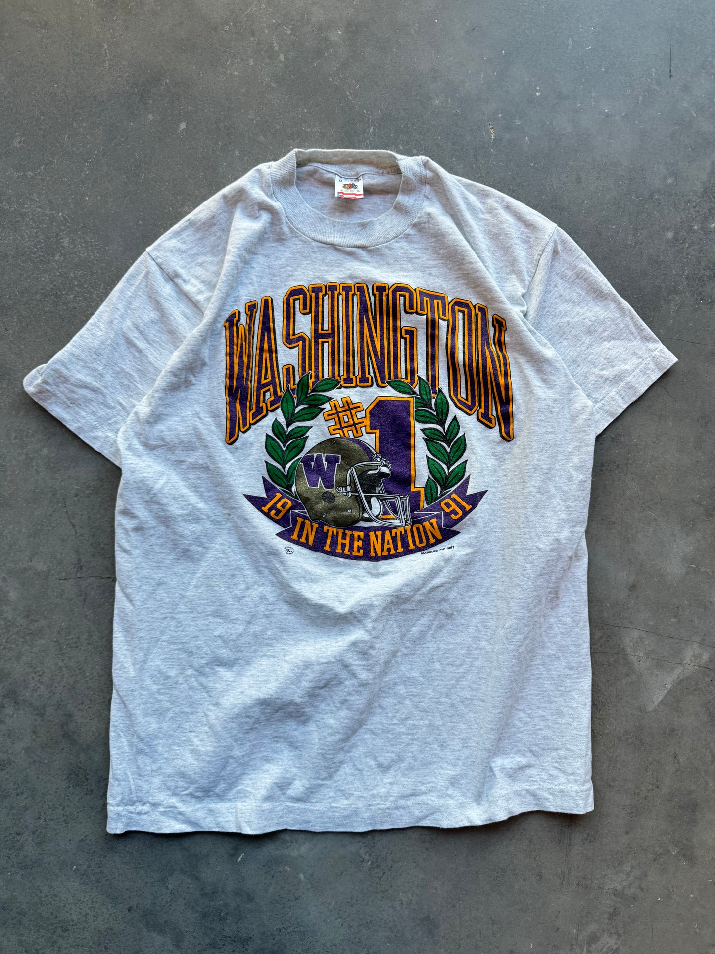 1991 Washington Huskies Vintage #1 In The Nation College Football Tee (XL)