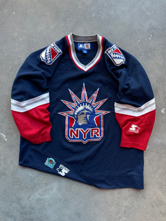 90’s New York Rangers Lady Liberty Vintage Starter Alternate NHL Hockey Jersey (Youth XL)