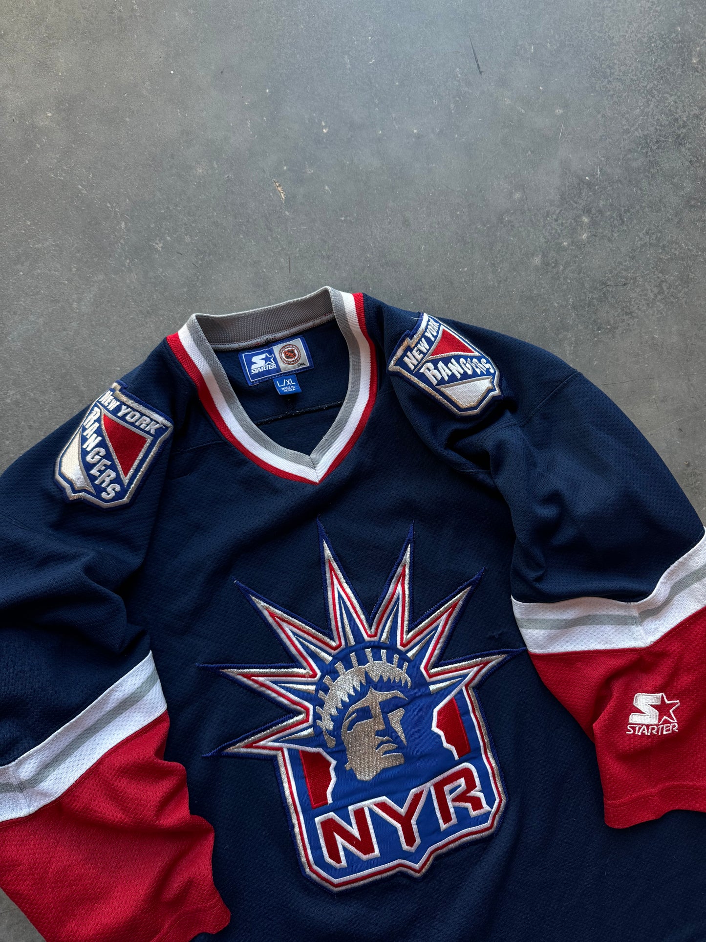 90’s New York Rangers Lady Liberty Vintage Starter Alternate NHL Hockey Jersey (Youth XL)