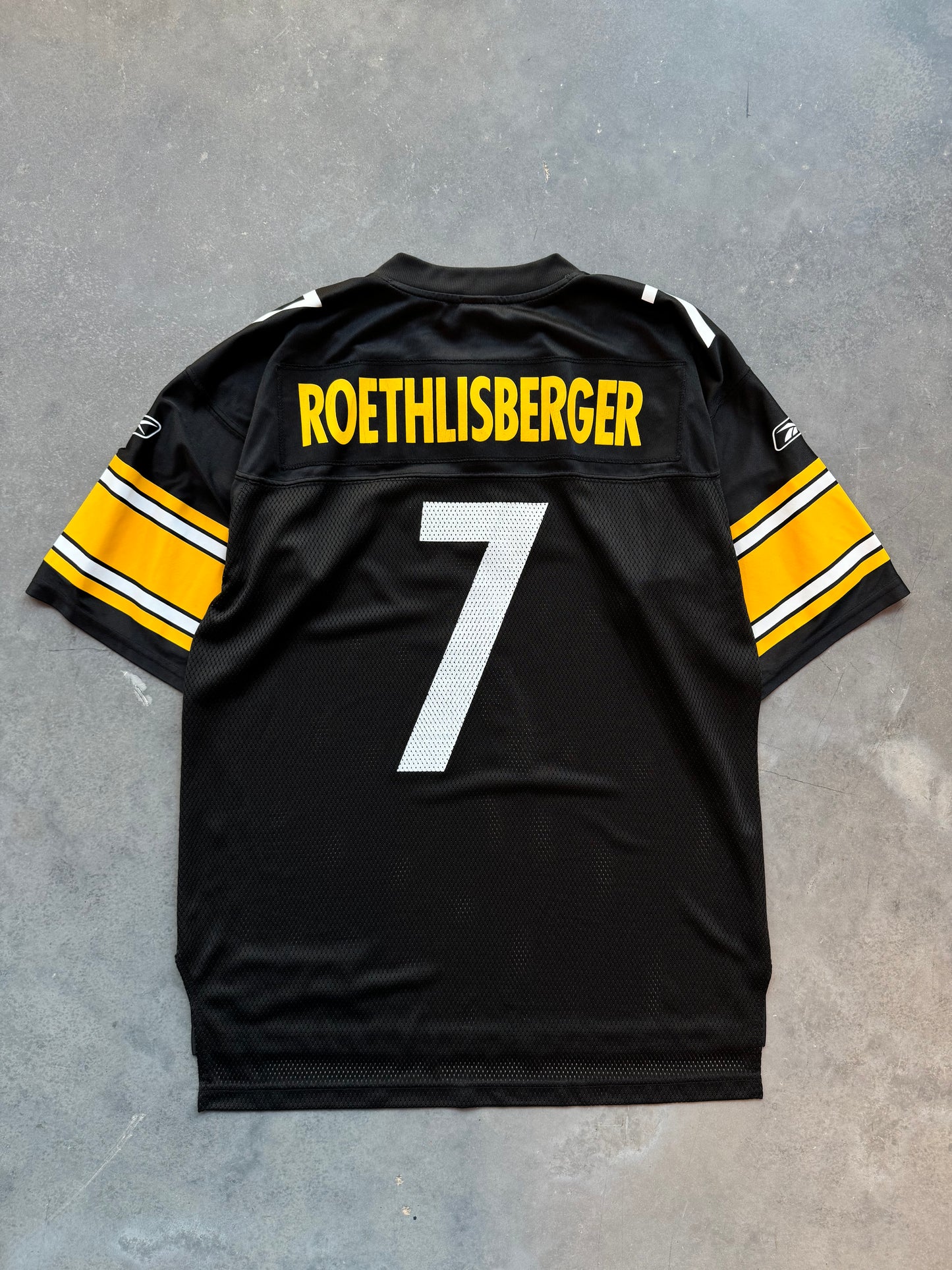 00’s Pittsburgh Steelers Ben Roethlisberger Vintage Black Reebok NFL Jersey (Large)