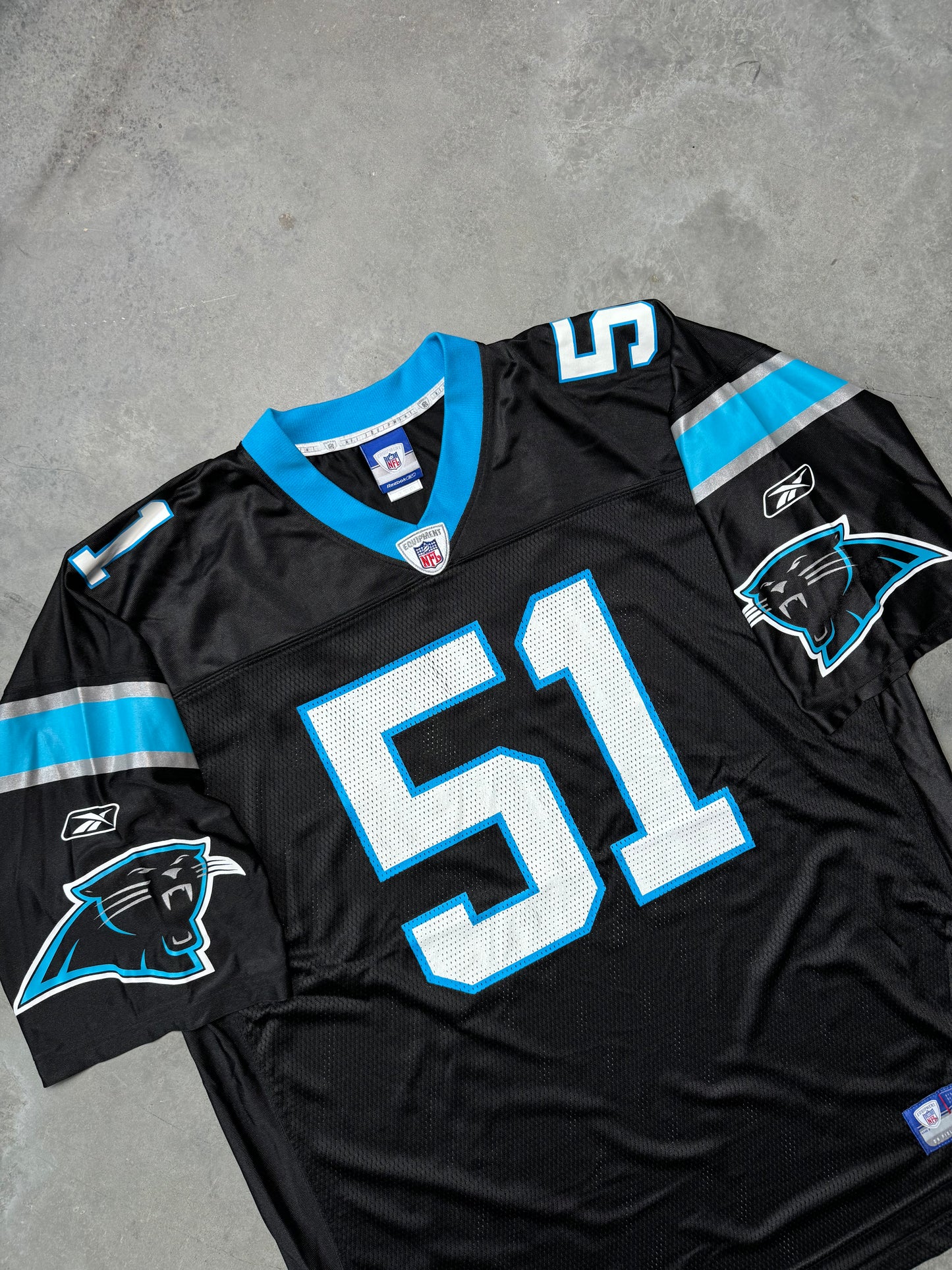00’s Carolina Panthers Sam Mills Vintage Black Reebok NFL Jersey (XXL)