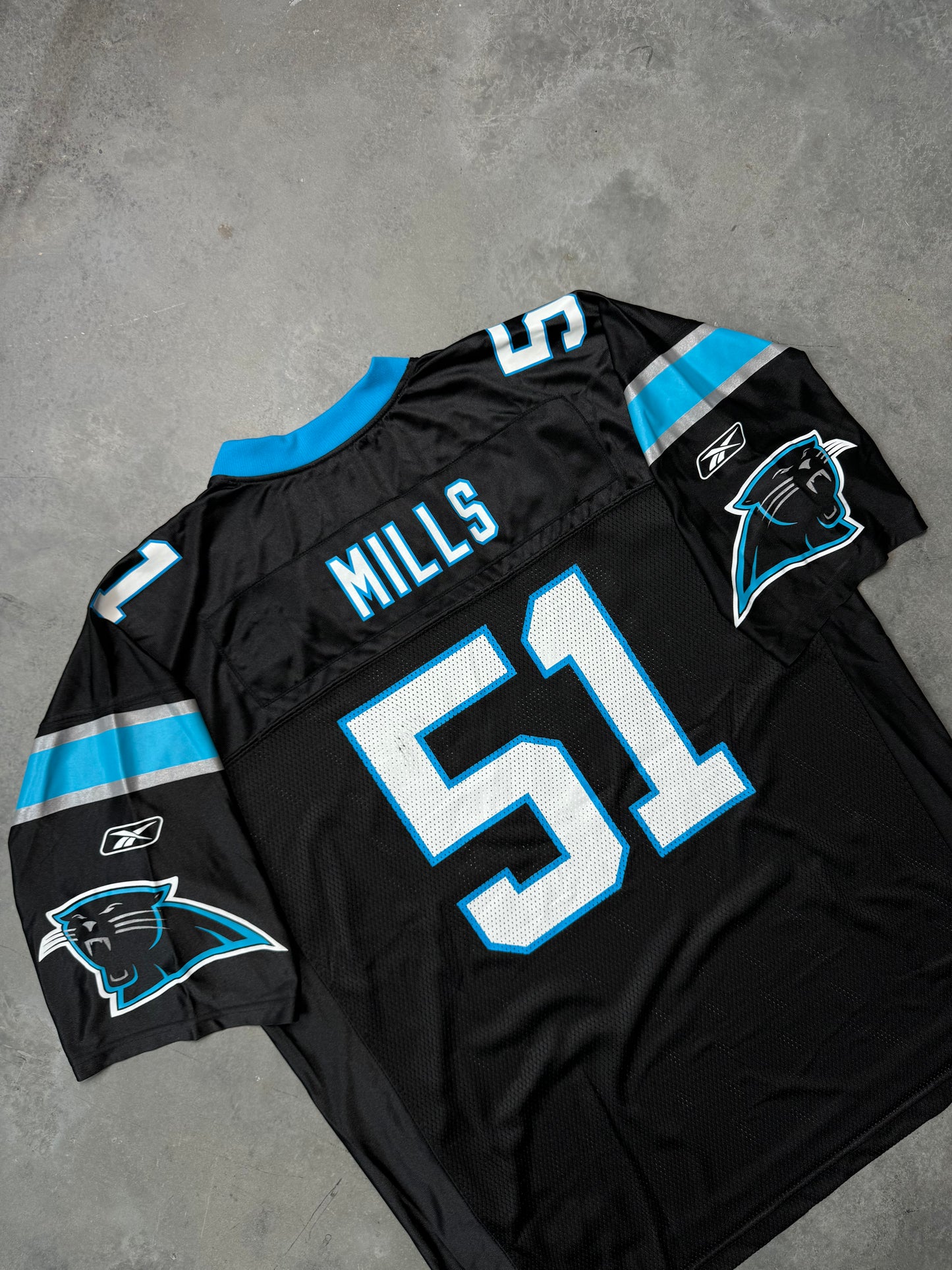 00’s Carolina Panthers Sam Mills Vintage Black Reebok NFL Jersey (XXL)