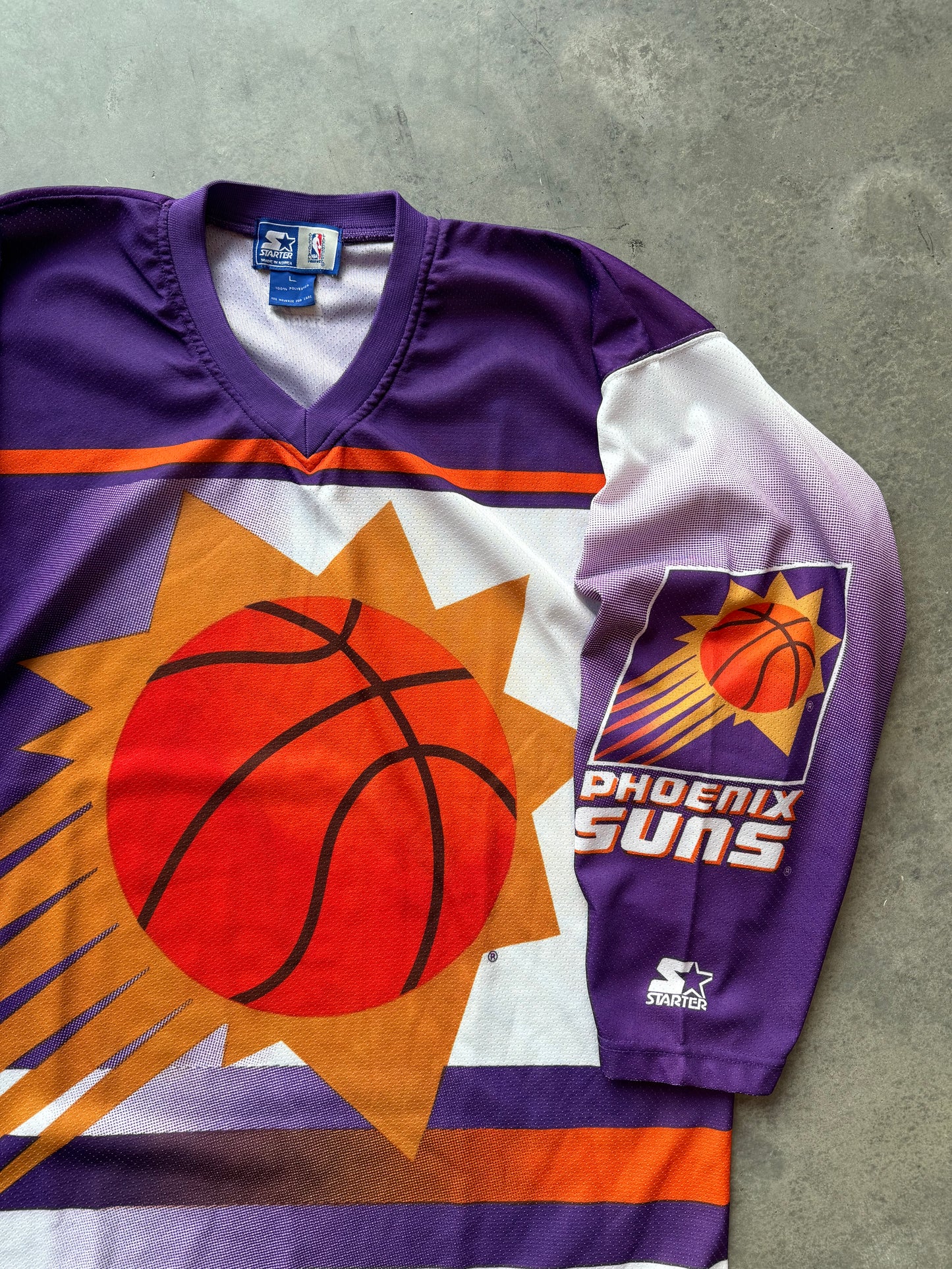 90’s Phoenix Suns Vintage Starter NBA All Over Print Hockey Jersey (Large)