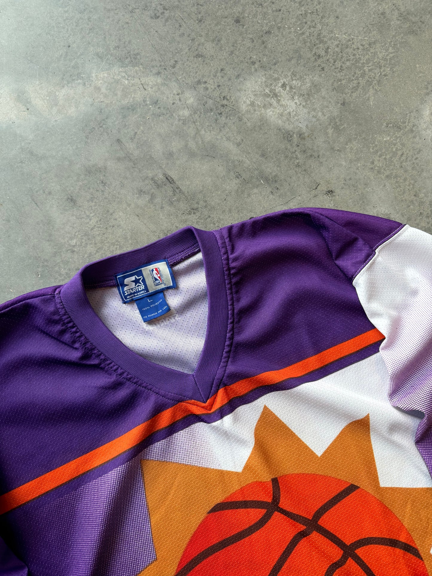 90’s Phoenix Suns Vintage Starter NBA All Over Print Hockey Jersey (Large)