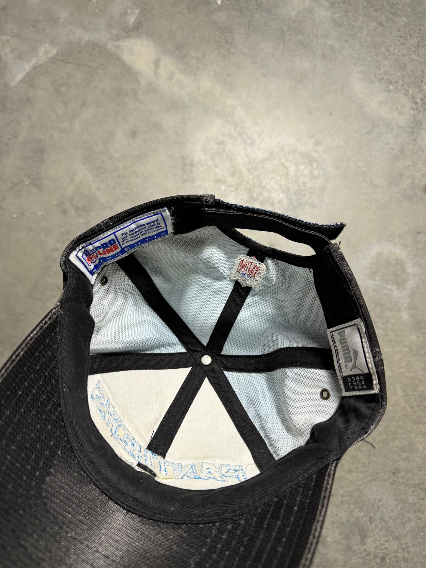 00’s Carolina Panthers Vintage Puma Gradient Fade NFL Strapback Hat (OSFA)