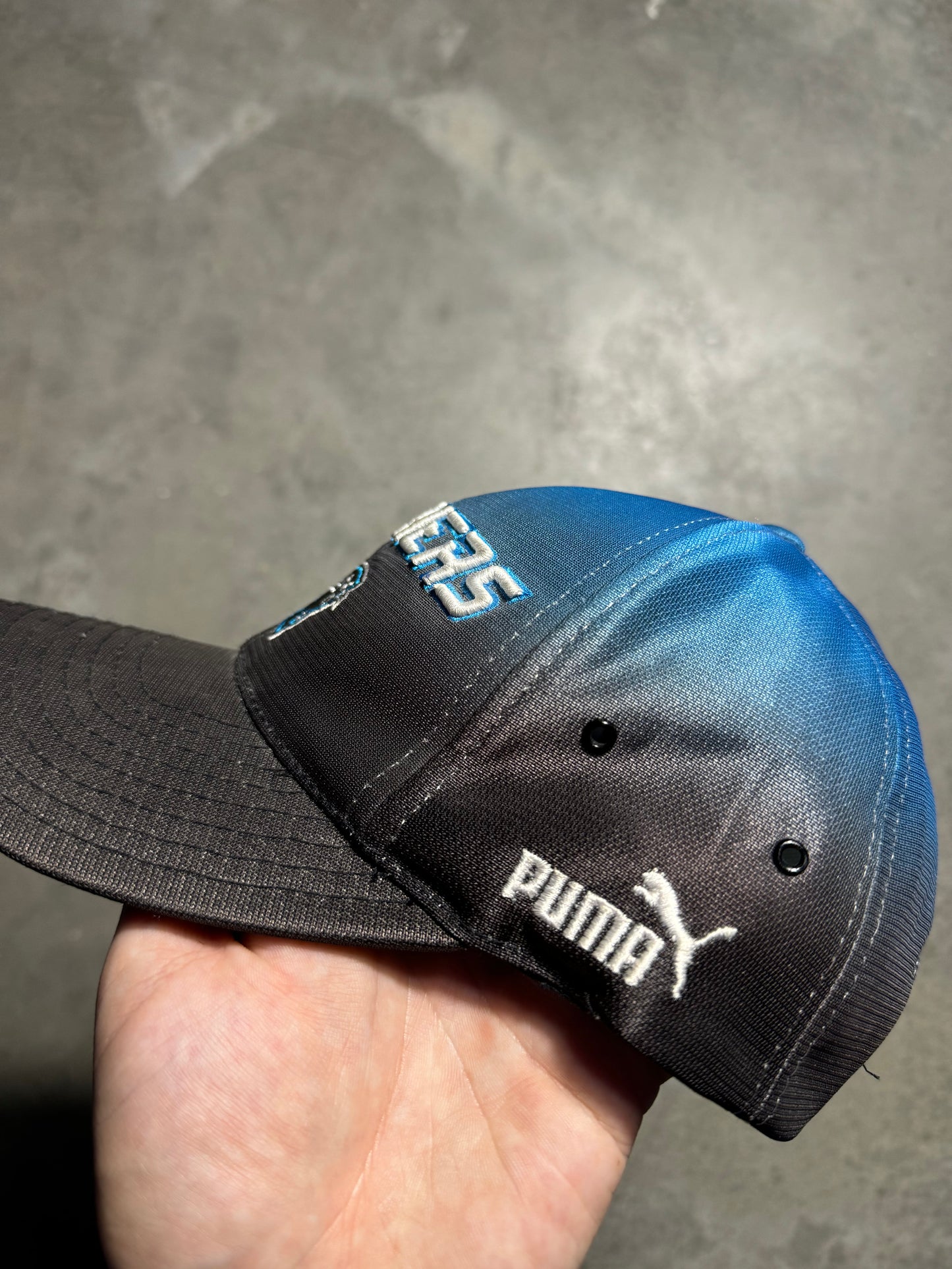 00’s Carolina Panthers Vintage Puma Gradient Fade NFL Strapback Hat (OSFA)