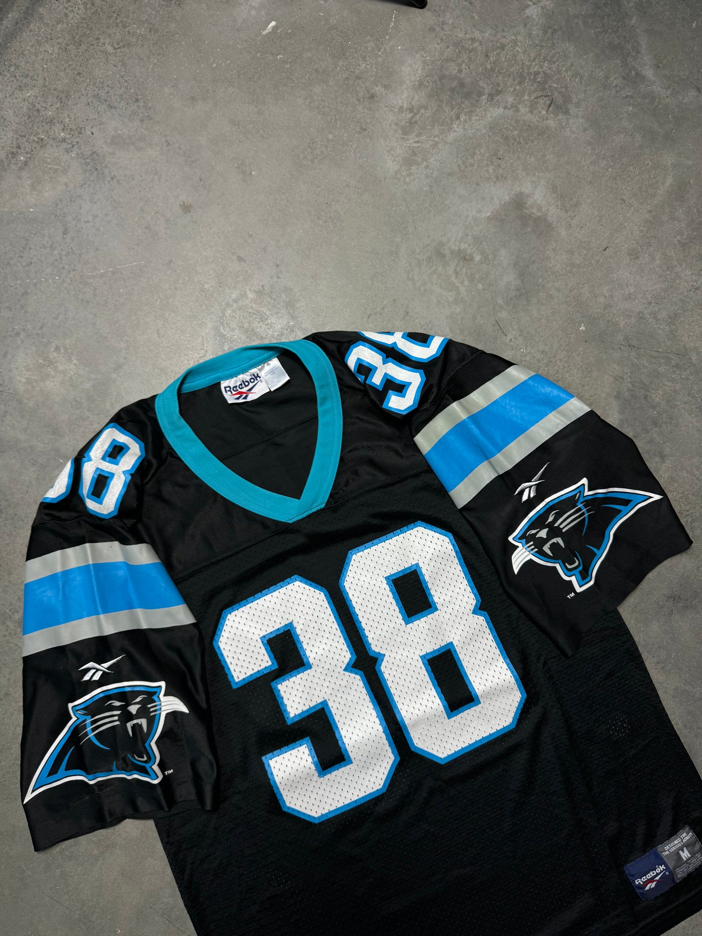 1996 Carolina Panthers Tyrone Poole Vintage Black Reebok NFL Jersey (Medium)