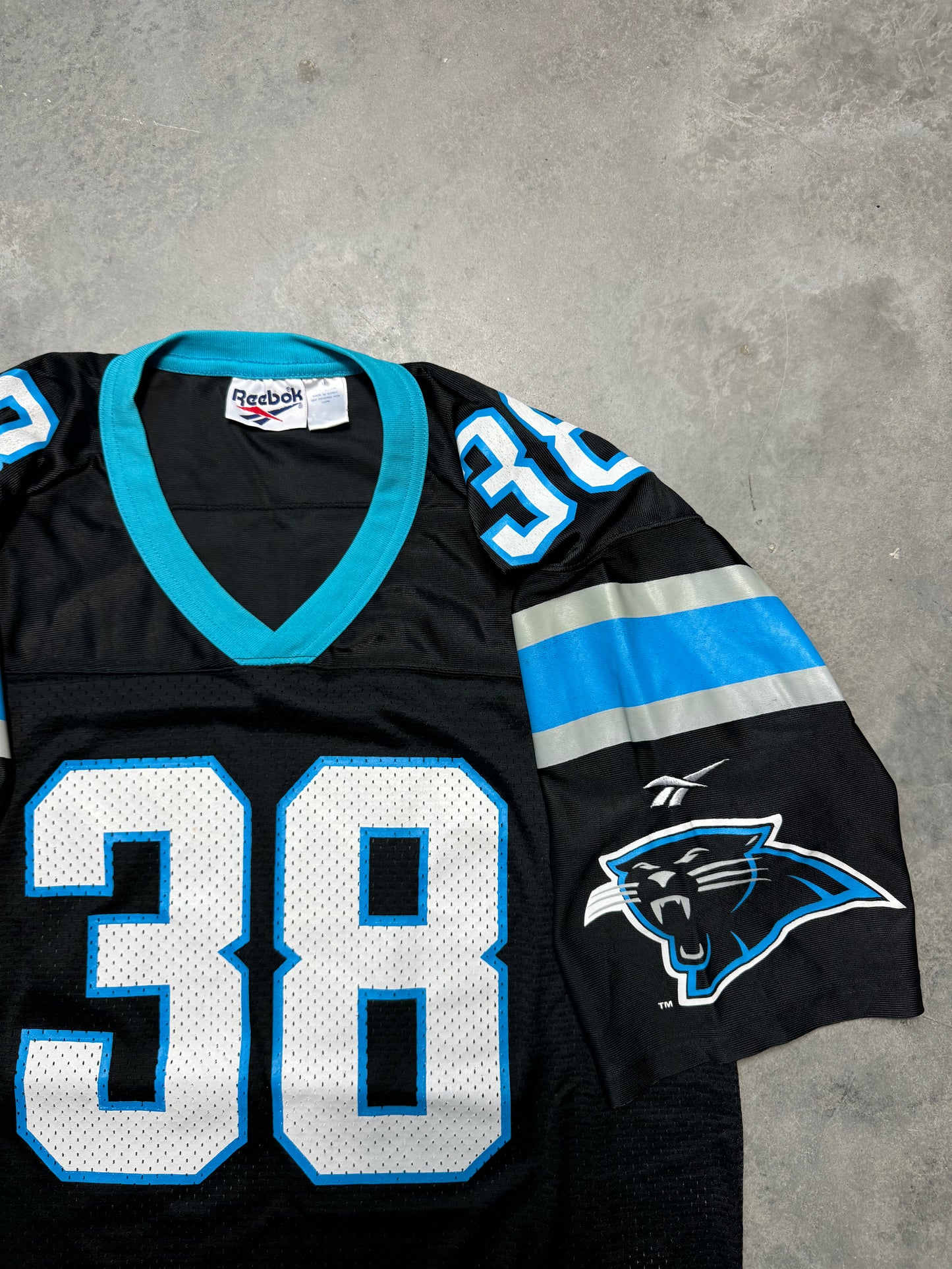 1996 Carolina Panthers Tyrone Poole Vintage Black Reebok NFL Jersey (Medium)
