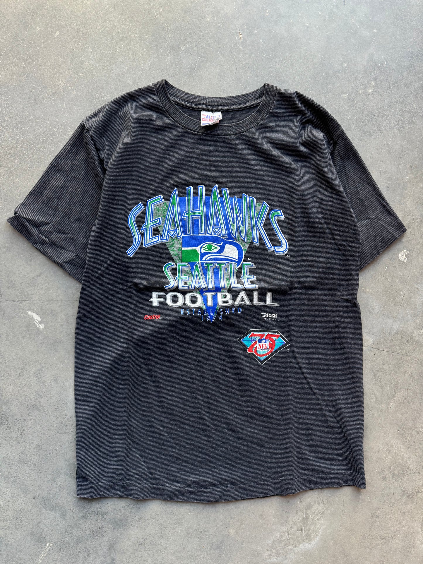 1994 Seattle Seahawks Vintage Pinstriped 75th Anniversary NFL Tee (XL)