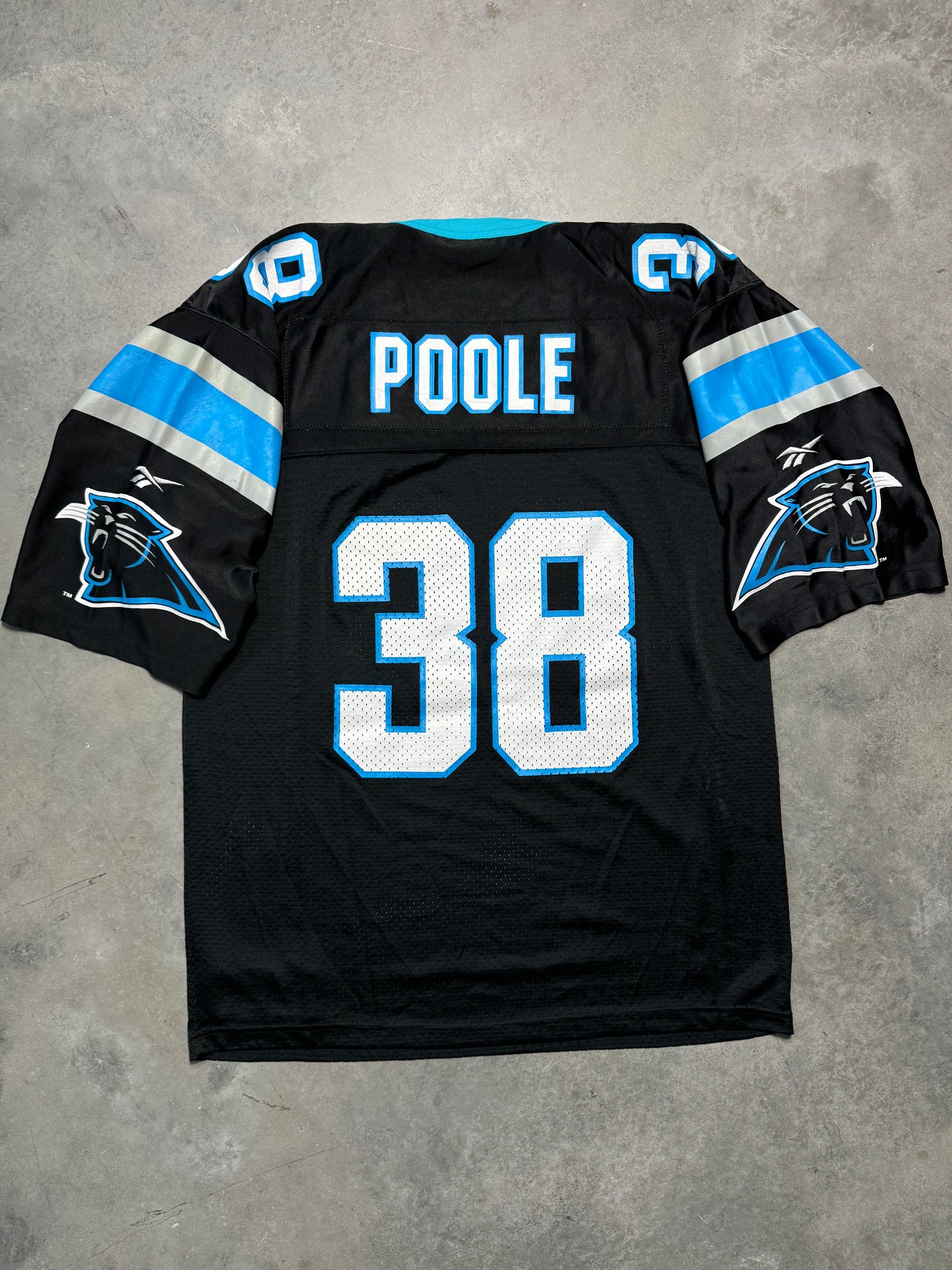 1996 Carolina Panthers Tyrone Poole Vintage Black Reebok NFL Jersey (Medium)