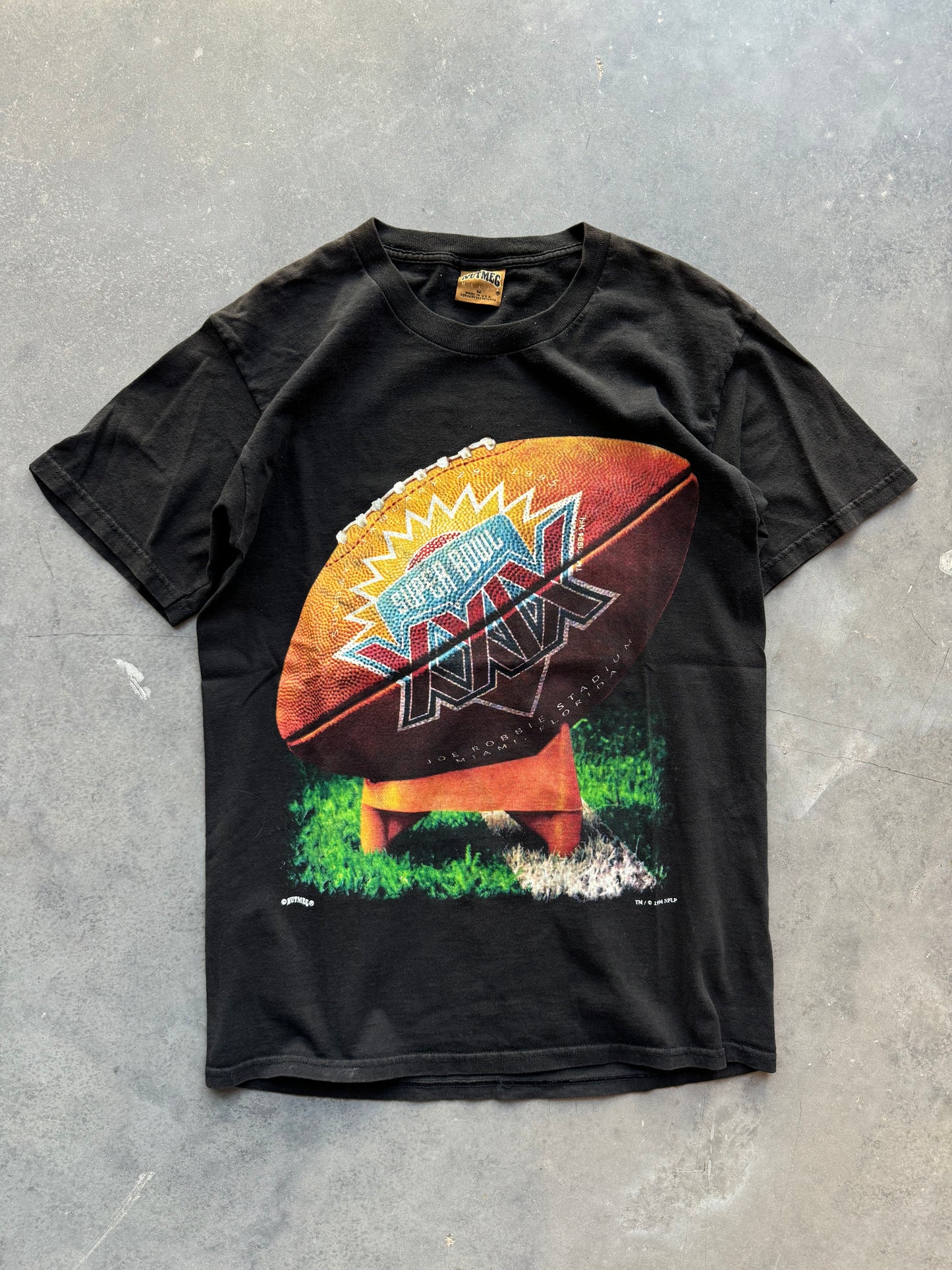 1994 Super Bowl XXIX San Diego Vintage Nutmeg Mills Big Logo NFL Tee (Medium)