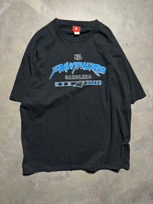 00’s Carolina Panthers Vintage Black Cat Scratch Font Logo NFC South NFL Tee (XXL)