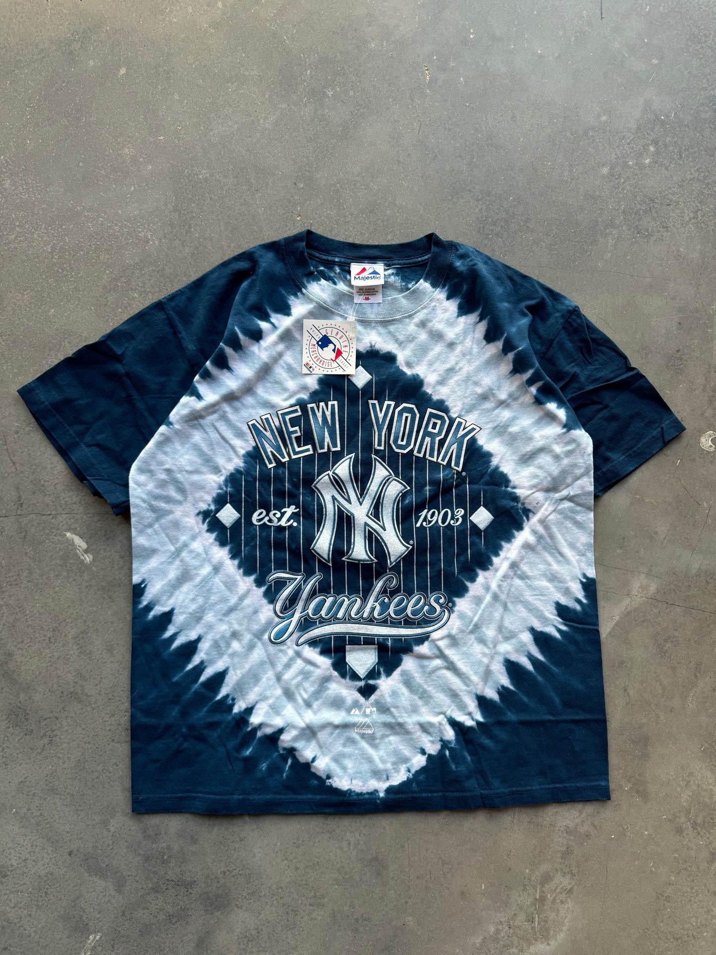 90’s New York Yankees Vintage Majestic Tie Dye MLB Baseball Tee - Deadstock (Medium)