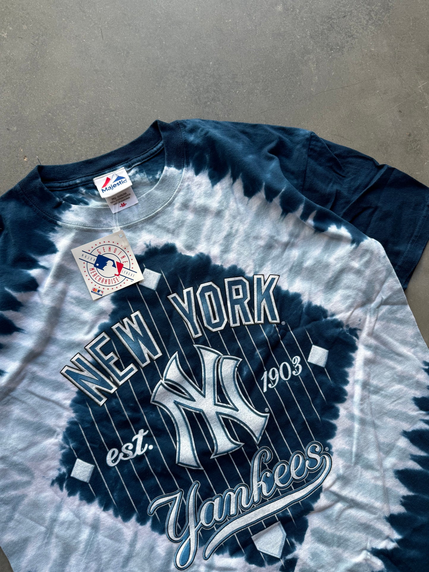 90’s New York Yankees Vintage Majestic Tie Dye MLB Baseball Tee - Deadstock (Medium)