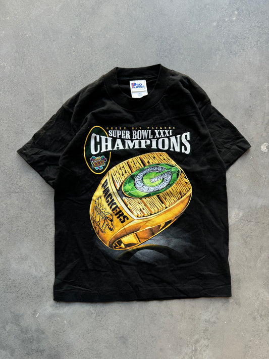 1997 Green Bay Packers Vintage Super Bowl XXXI Champions Pro Player Ring NFL Tee (Youth Large)