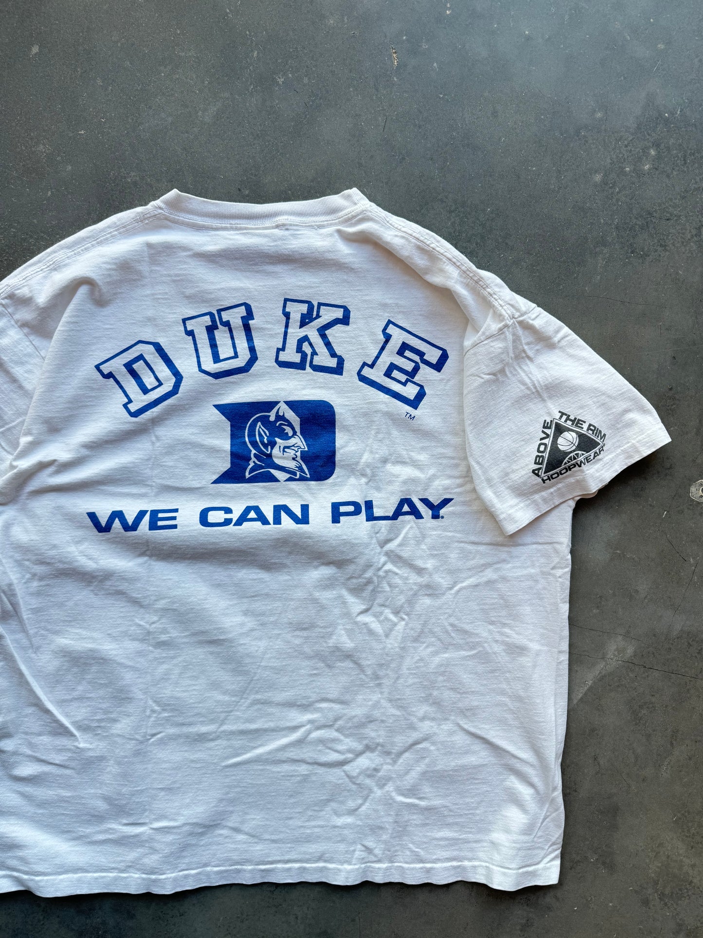 90’s Duke Blue Devils Vintage Above the Rim “We Can Play” College Basketball Tee (XL)