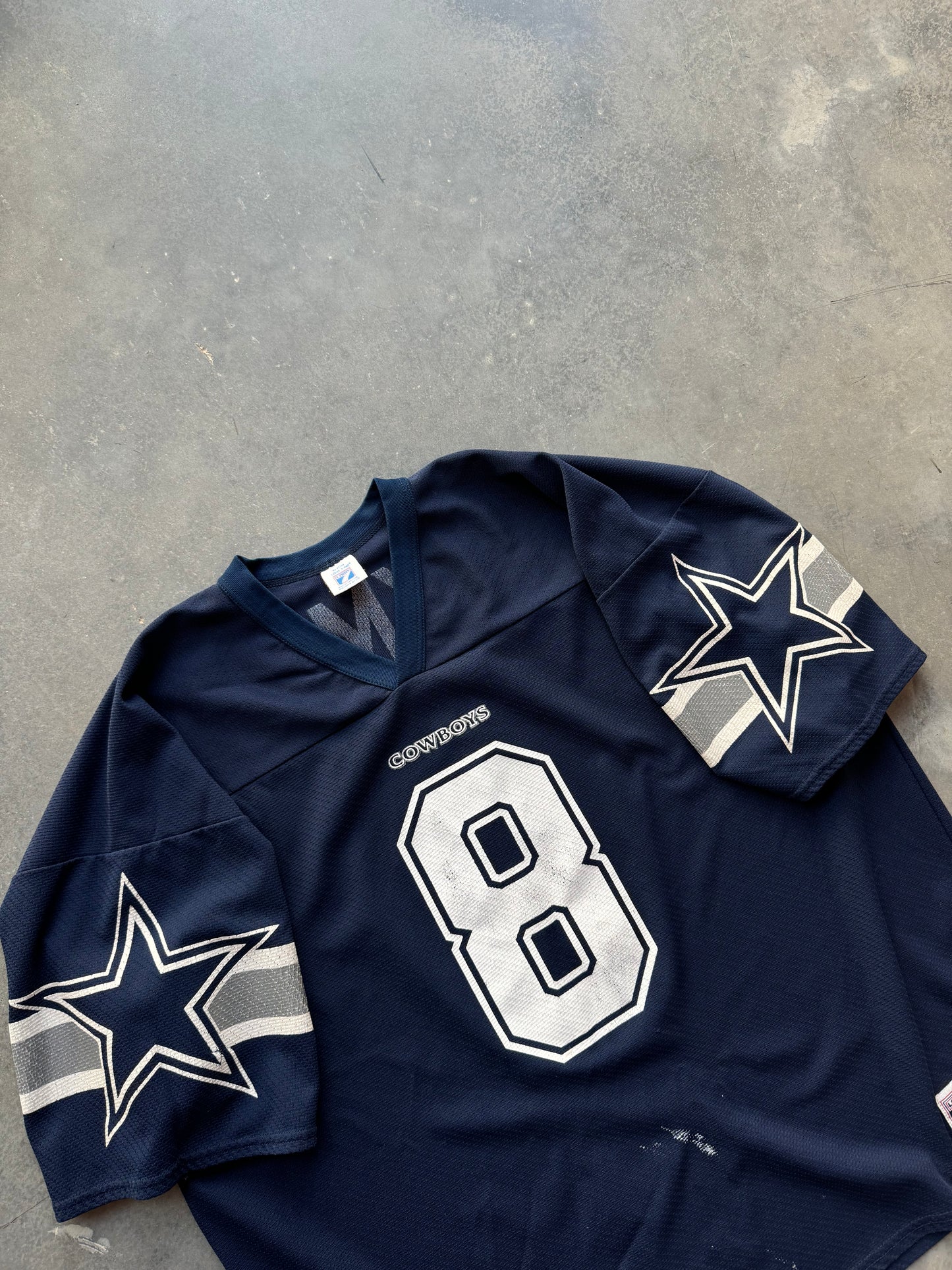 90’s Dallas Cowboys Troy Aikman Vintage Logo 7 NFL Jersey (Boxy XXL)