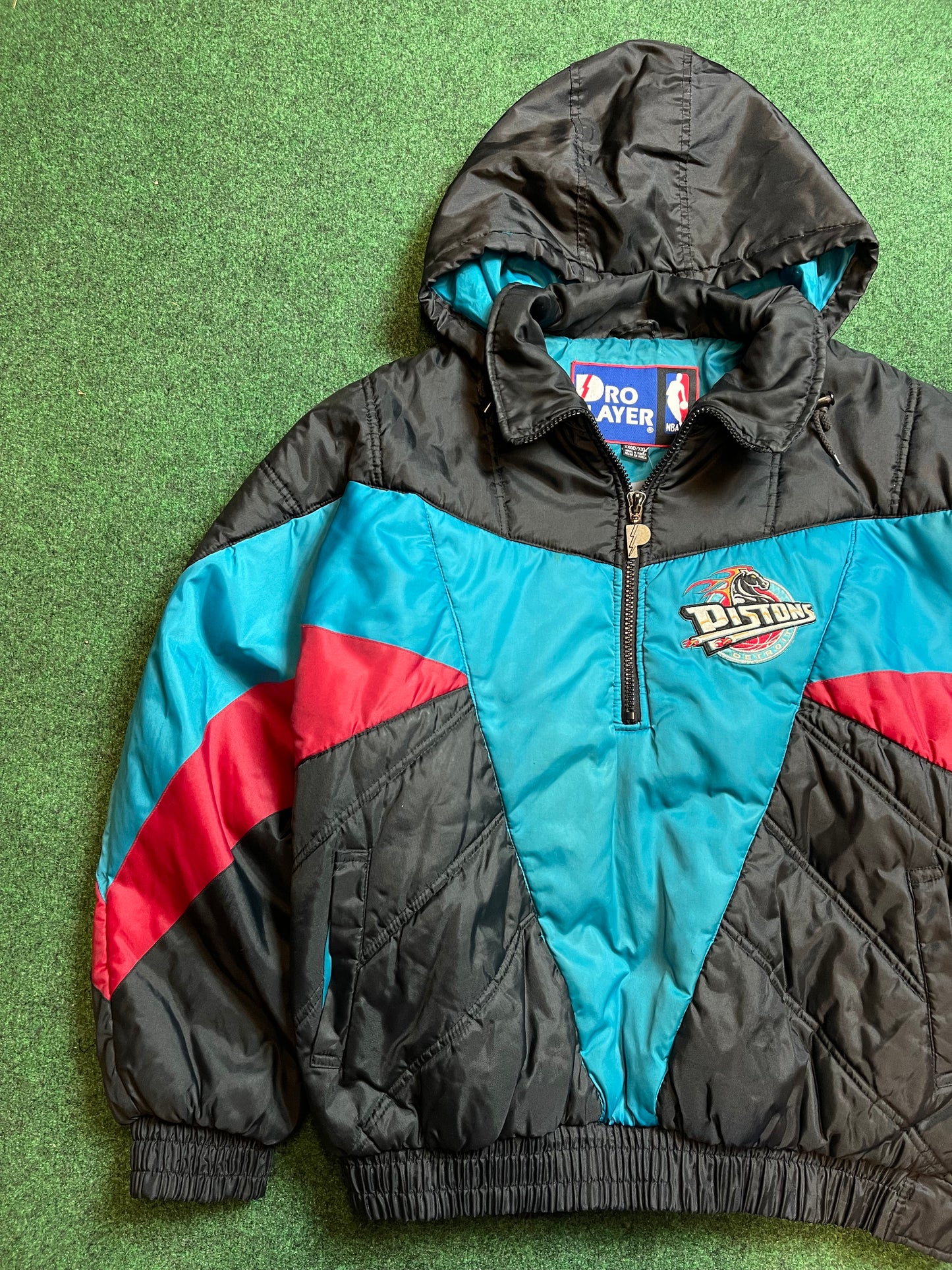 90’s Detroit Pistons Half Zip Vintage Pro Player NBA Puffer Jacket (XXL)