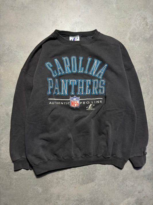 90’s Carolina Panthers Vintage Black Logo Athletic Fully Embroidered Heavyweight NFL Crewneck (XL)