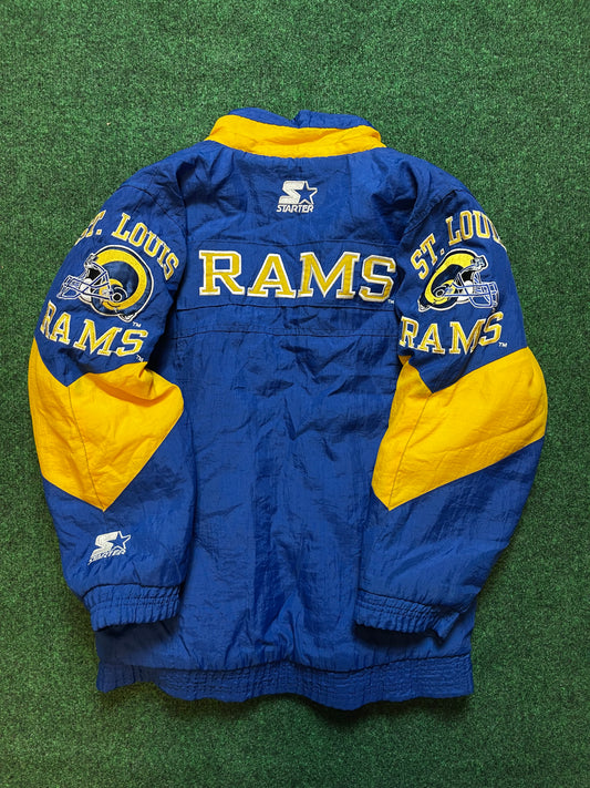 90’s St. Louis Rams Vintage Big Logo Starter NFL Puffer Jacket (Small)