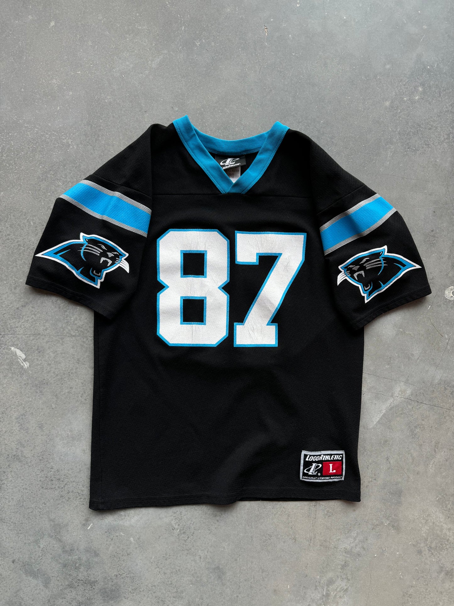 90’s Carolina Panthers Muhsin Muhammad Vintage Black Logo Athletic NFL Jersey (Youth Large)