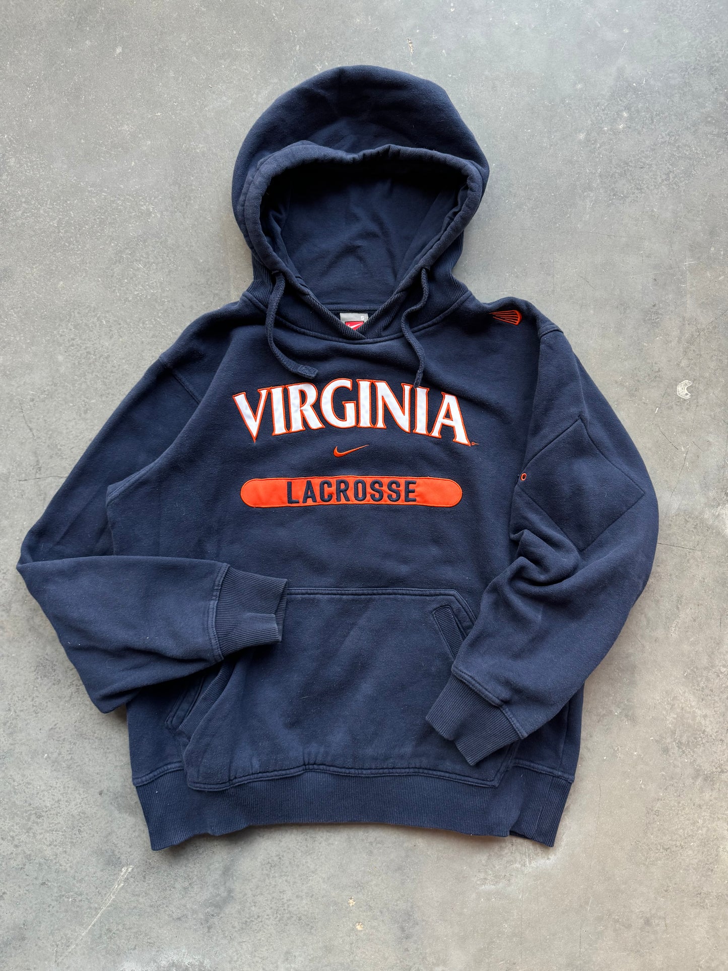 00’s Virginia Cavaliers Vintage Nike Lacrosse Mini Swoosh Ribbed Heavyweight Hoodie (Small)