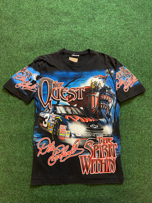 90’s Dale Earnhardt Vintage NASCAR Racing All Over Print Tee (Medium)