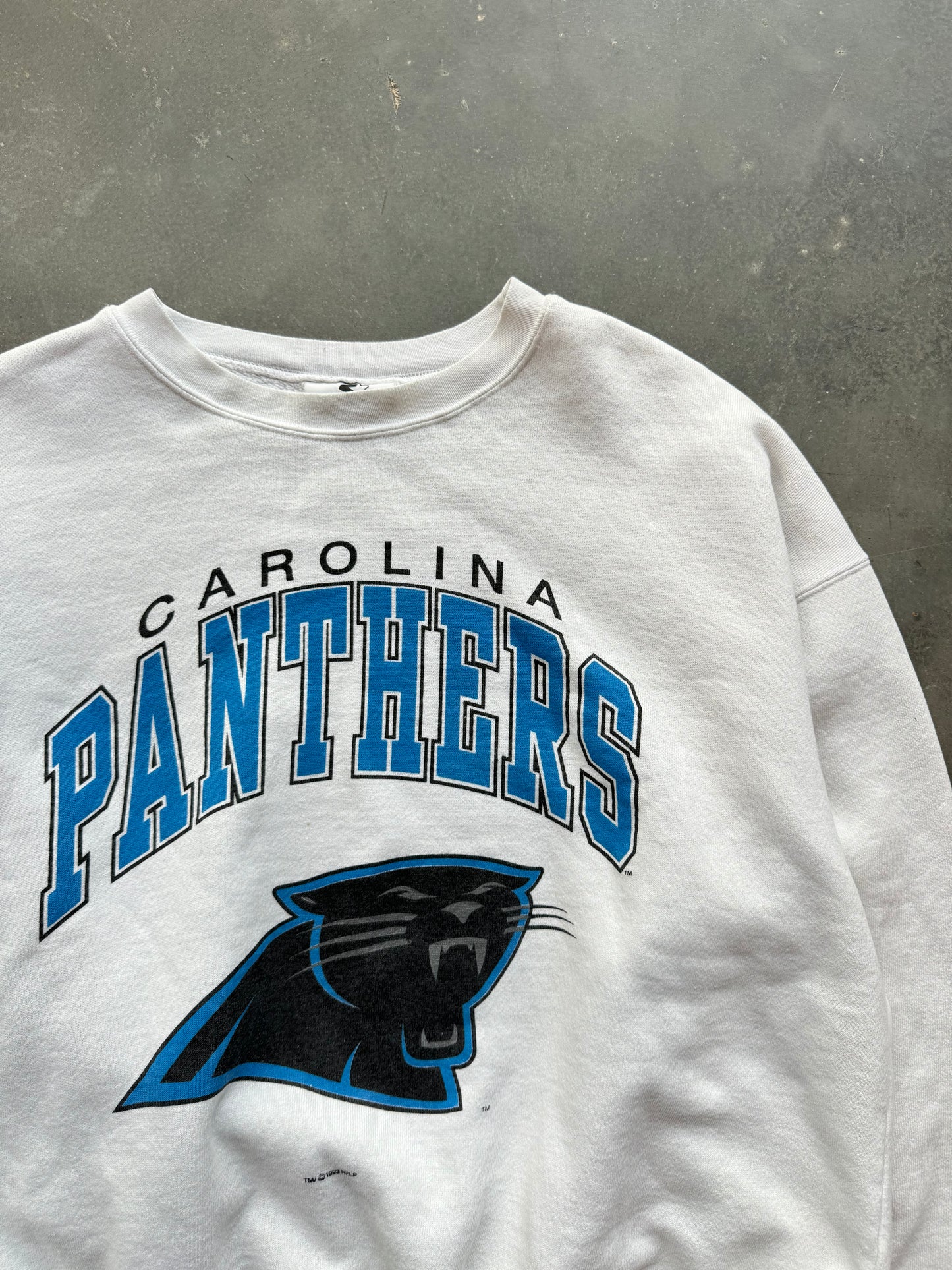 1993 Carolina Panthers Vintage White Starter Big Logo NFL Crewneck (XL)