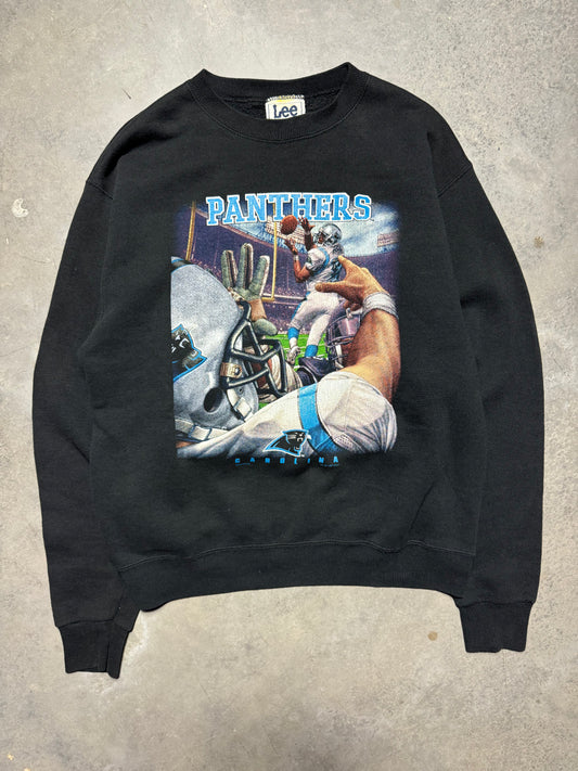 1997 Carolina Panthers Vintage Black Lee Sport POV Catch & Throw NFL Crewneck (Medium)
