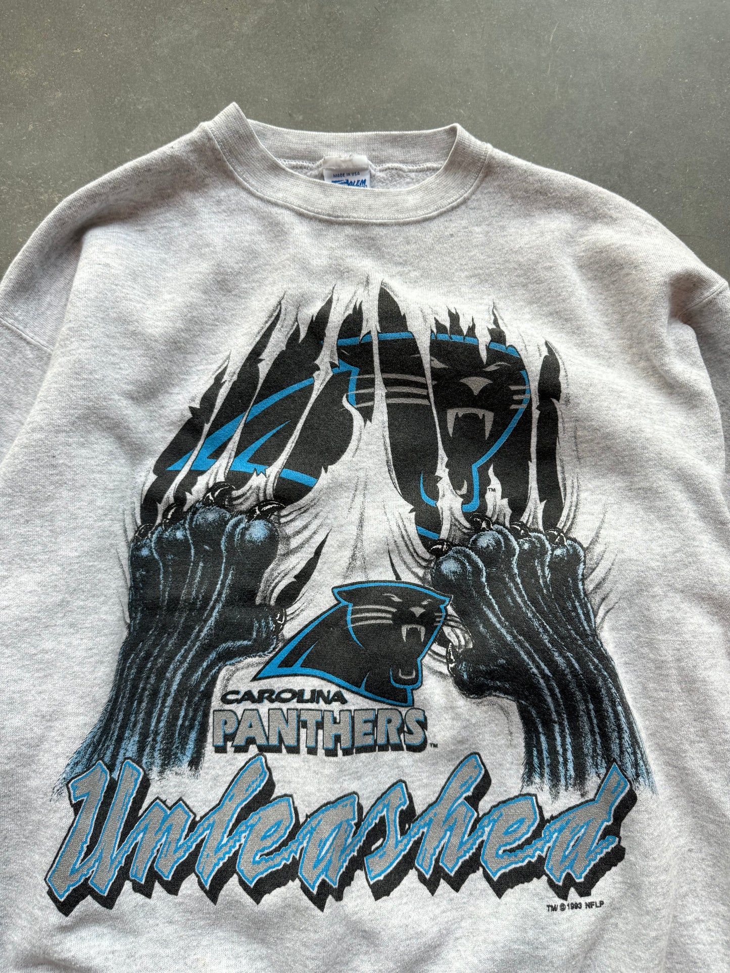 1993 Carolina Panthers Vintage Salem Sportswear Claw Mark “Unleashed” NFL Crewneck (Large)