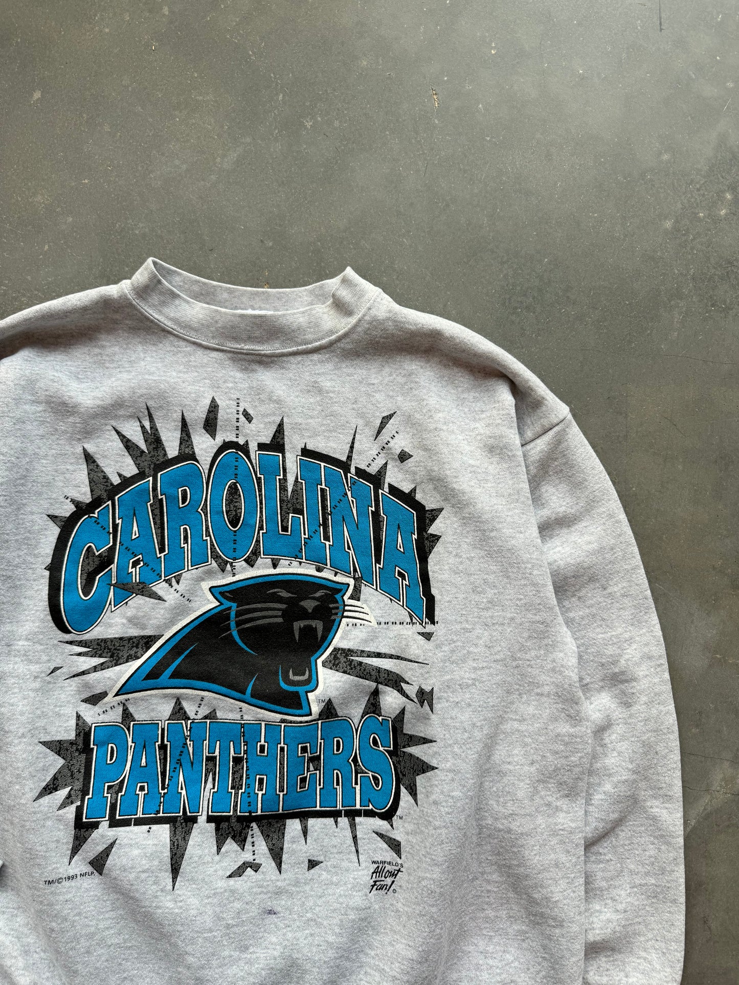 1993 Carolina Panthers Vintage Burst Logo Heather Grey NFL Crewneck (XL)