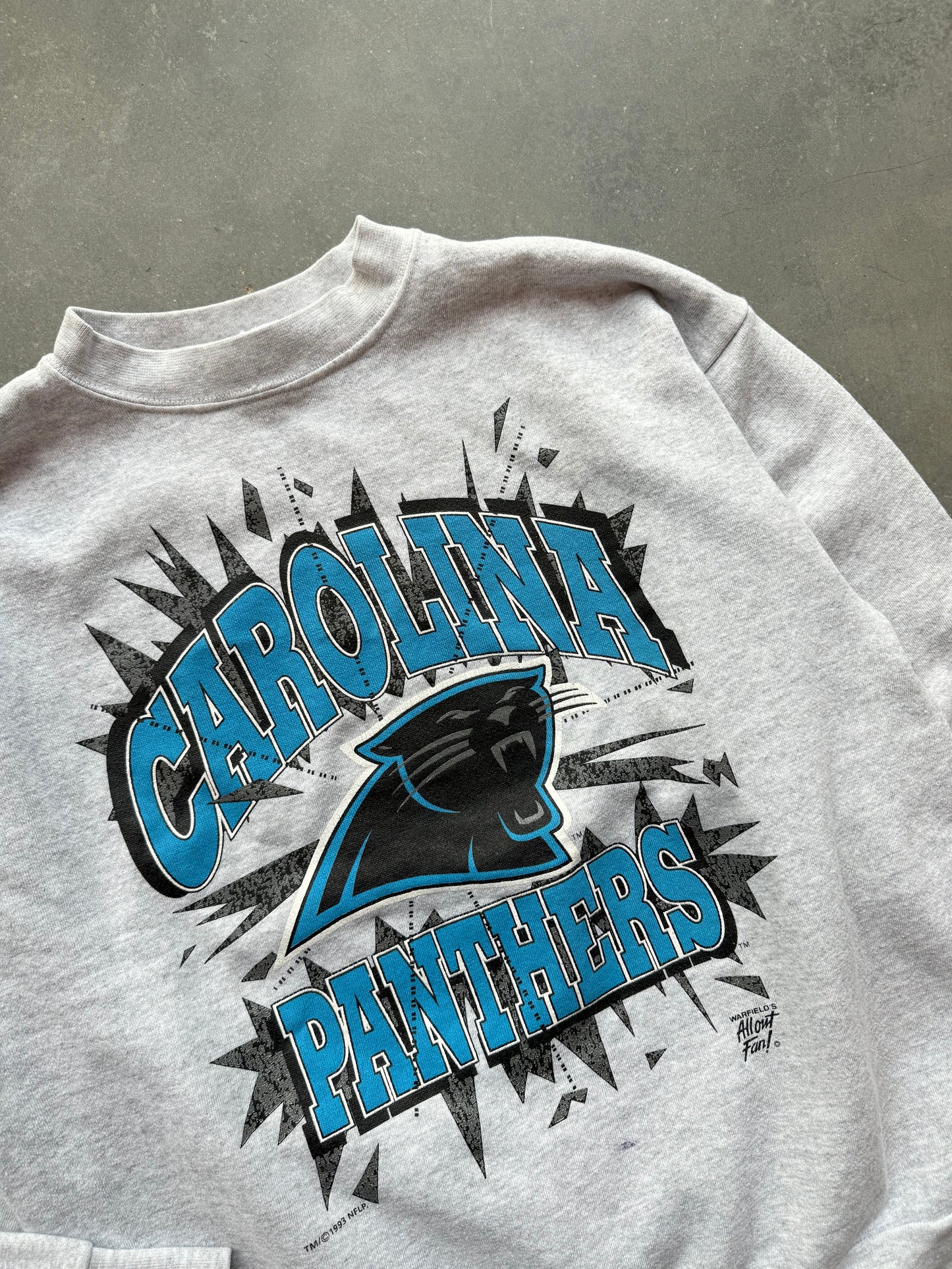 1993 Carolina Panthers Vintage Burst Logo Heather Grey NFL Crewneck (XL)