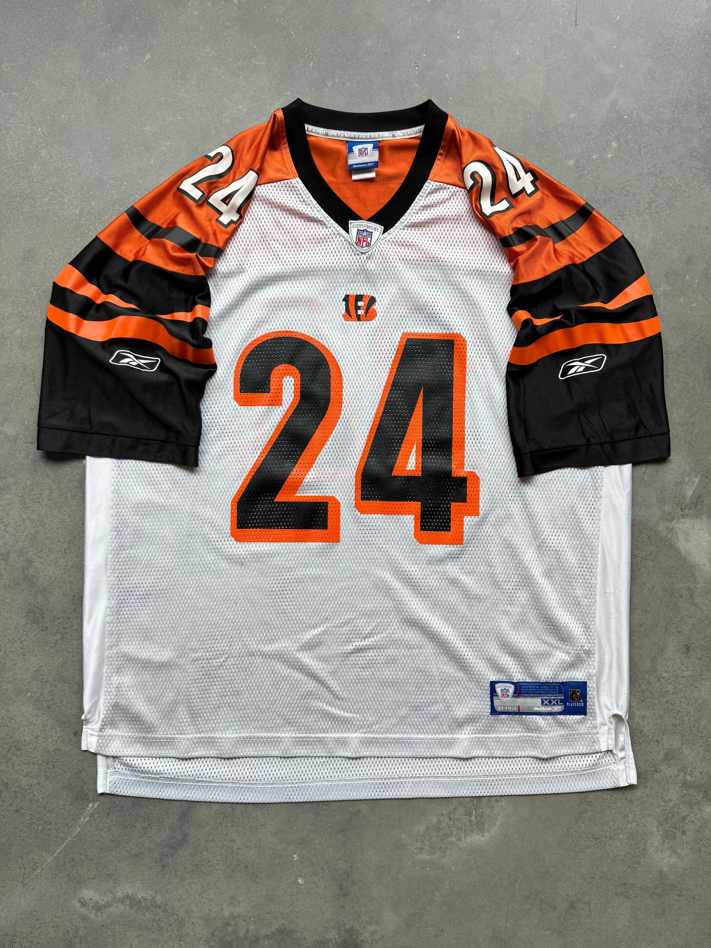 00’s Cincinnati Bengals Deltha O’Neal Vintage White Reebok NFL Jersey (XXL)