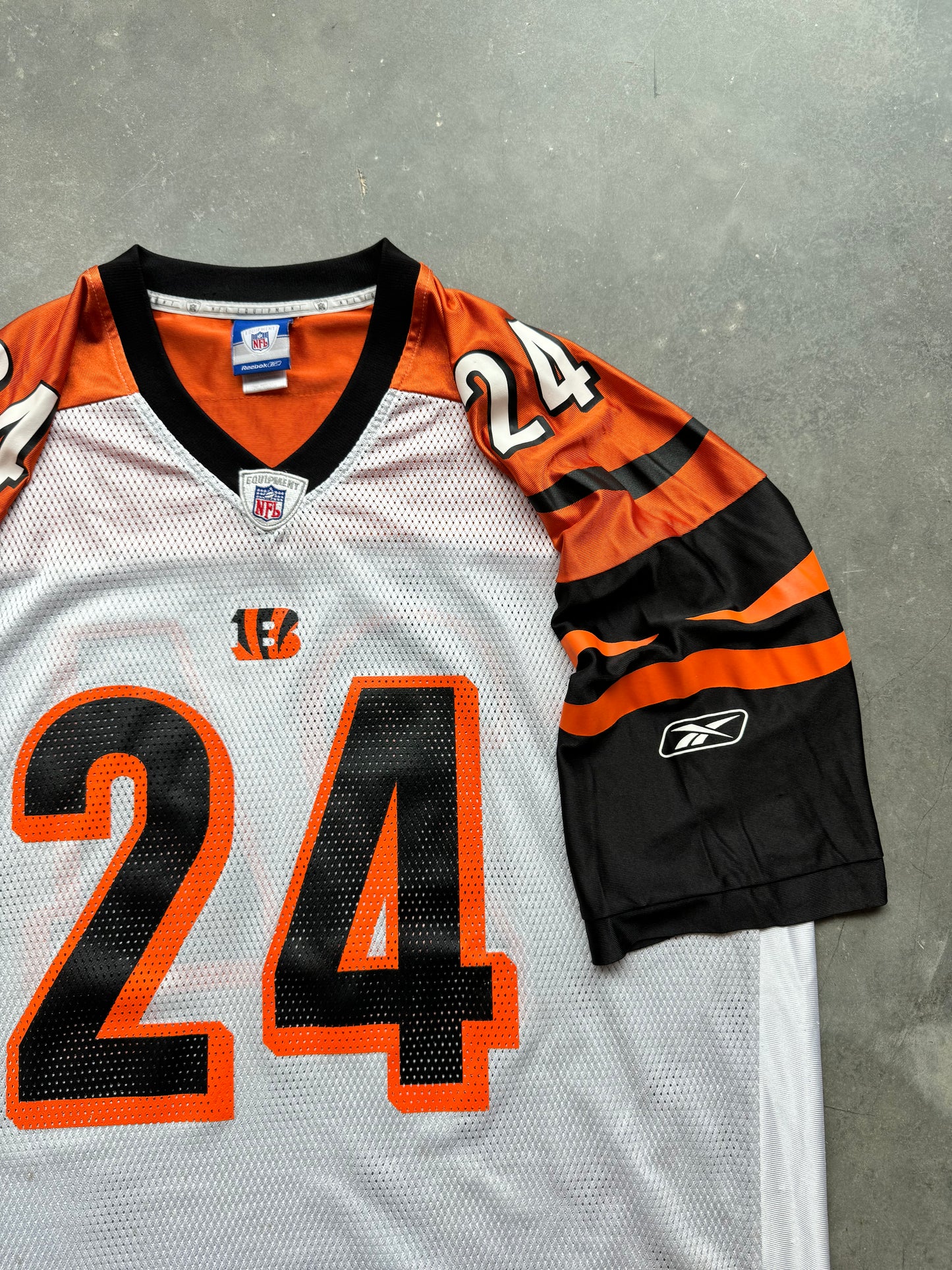 00’s Cincinnati Bengals Deltha O’Neal Vintage White Reebok NFL Jersey (XXL)