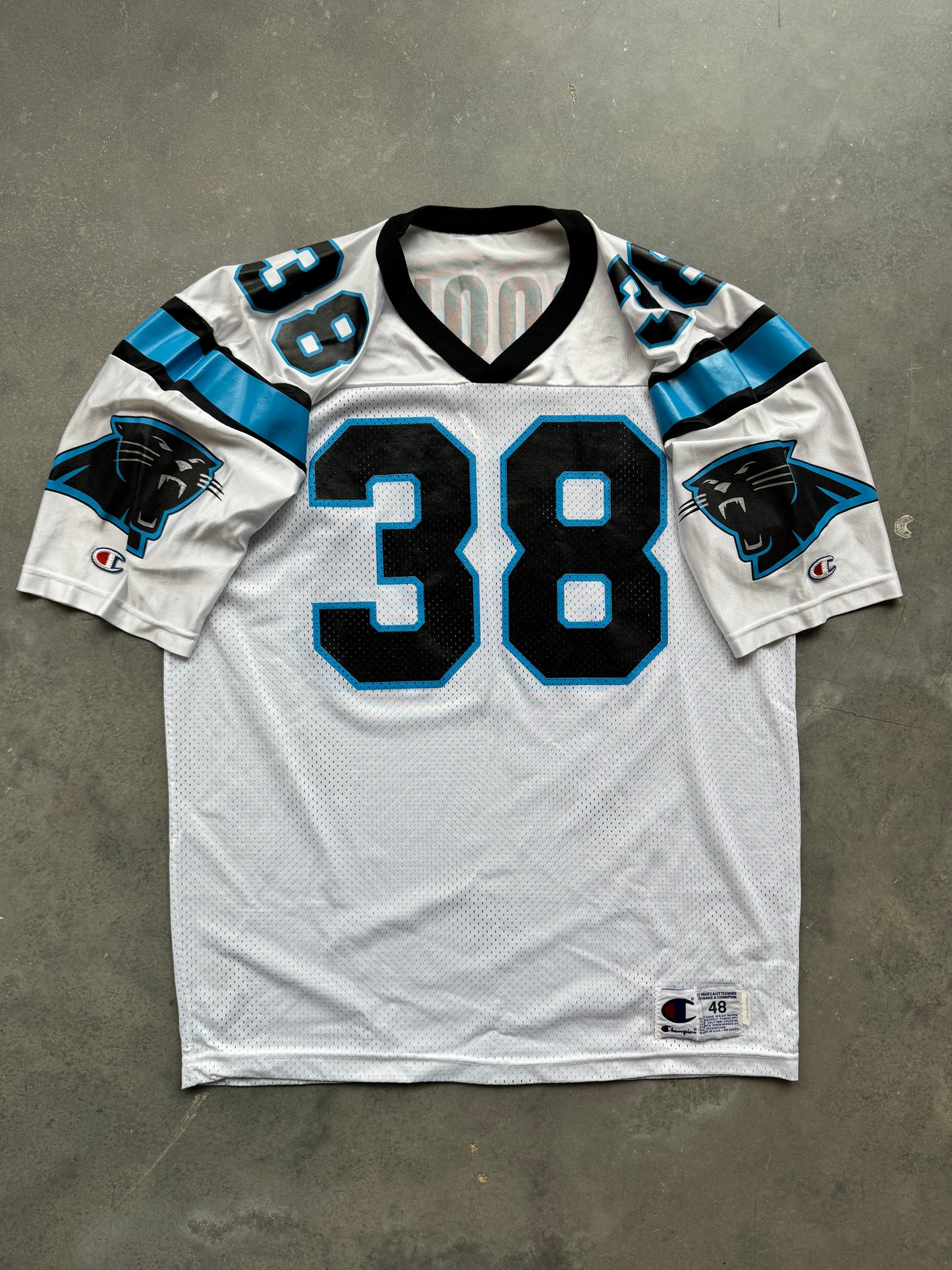 1996 Carolina Panthers Tyrone Poole Vintage White Champion NFL Jersey (48/XL)