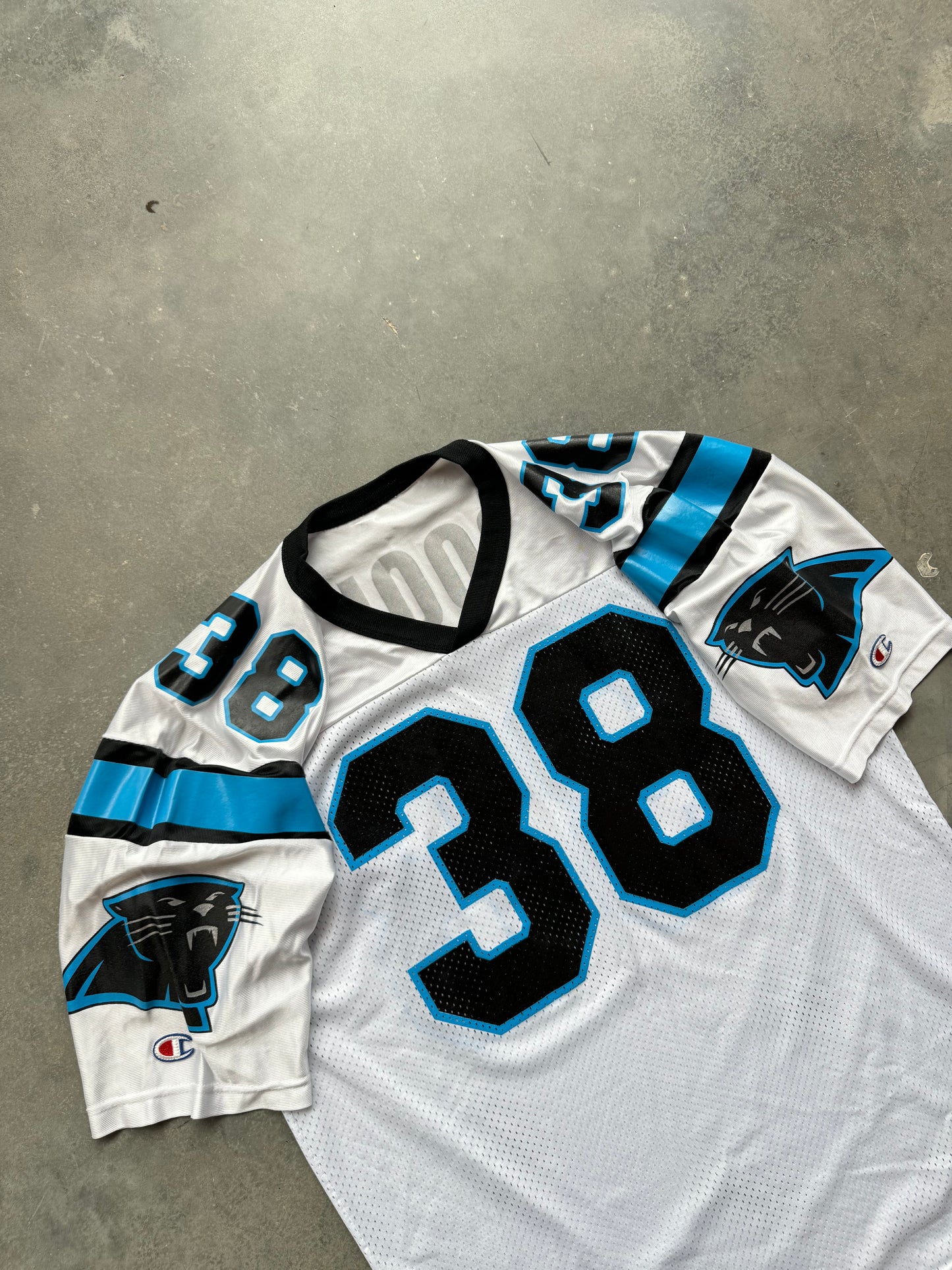 1996 Carolina Panthers Tyrone Poole Vintage White Champion NFL Jersey (48/XL)