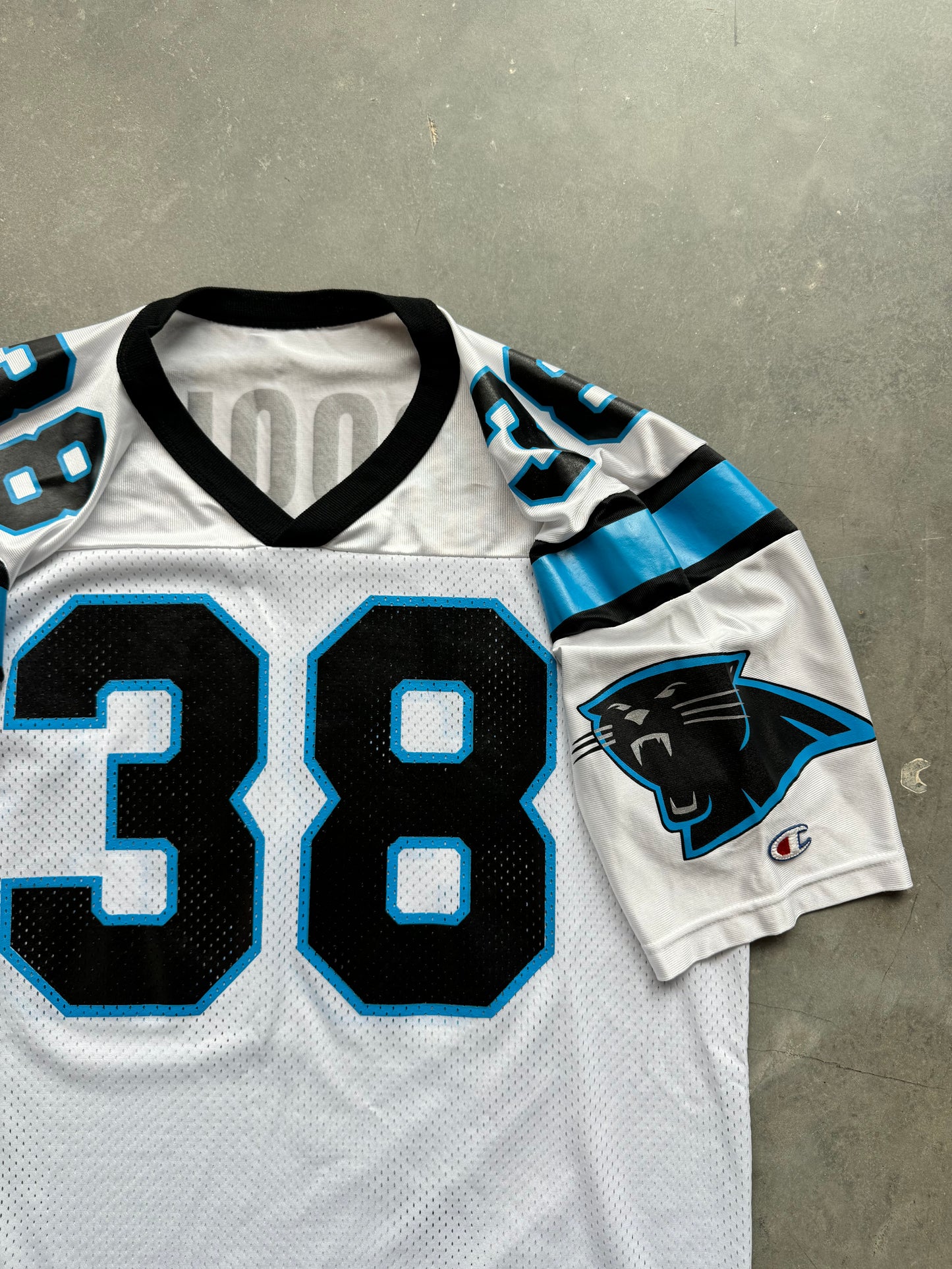 1996 Carolina Panthers Tyrone Poole Vintage White Champion NFL Jersey (48/XL)