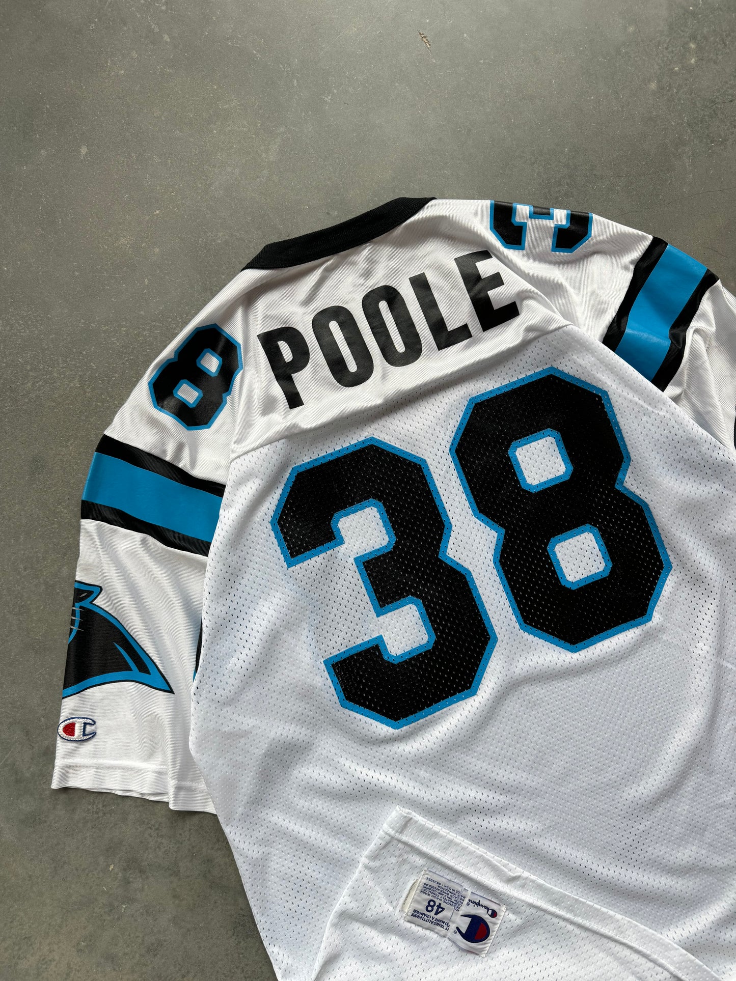 1996 Carolina Panthers Tyrone Poole Vintage White Champion NFL Jersey (48/XL)