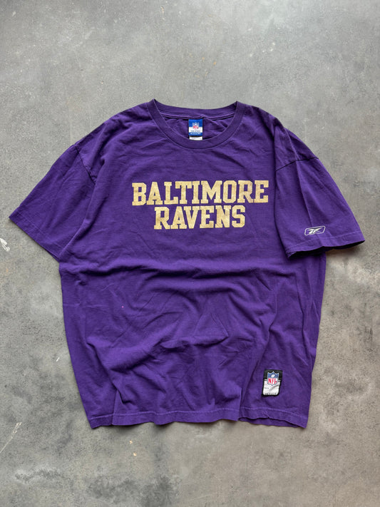 00’s Baltimore Ravens Vintage Reebok NFL Gridiron Tag Spellout Tee (XL)