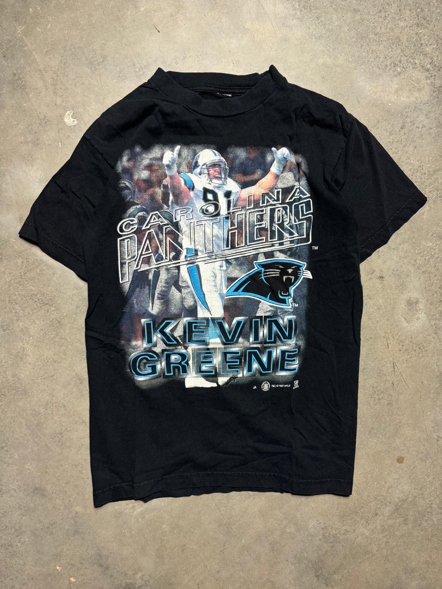 1997 Carolina Panthers Kevin Greene Vintage NFL Player Tee (Small)