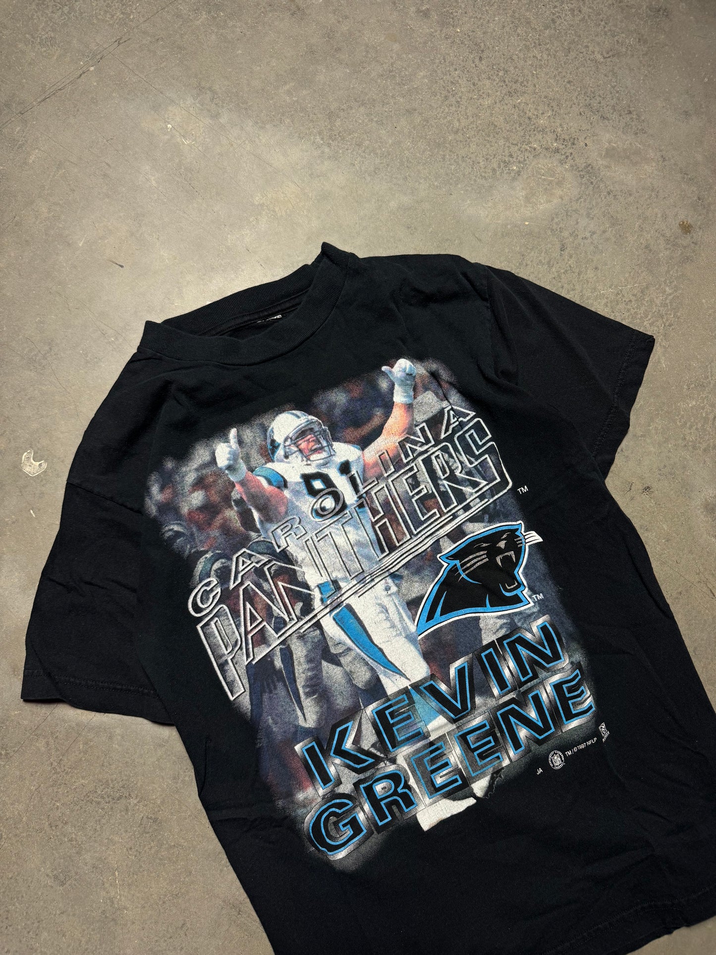 1997 Carolina Panthers Kevin Greene Vintage NFL Player Tee (Small)