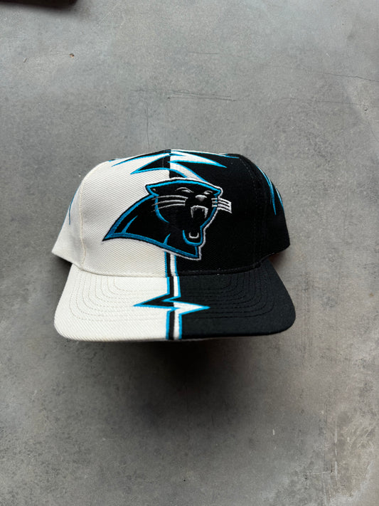 90’s Carolina Panthers Vintage Starter Shockwave Colorblocked NFL Strapback Hat (OSFA)