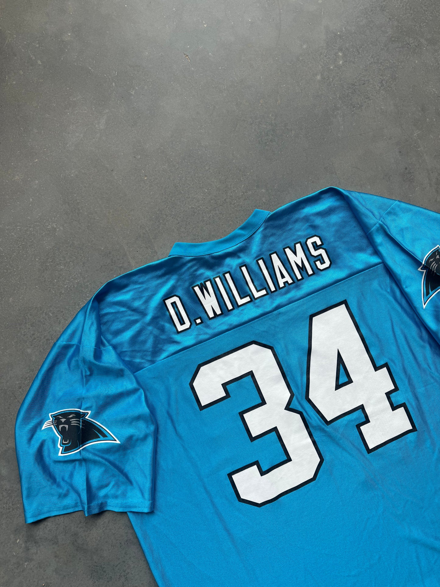 00’s Carolina Panthers DeAngelo Williams Vintage Electric Blue NFL Jersey (XL)